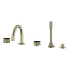 [105350EN00] Atrio Private Collection 5-Hole 2-Handle Deckmount Tub Filler with Knob Handles with 1.75 GPM Hand Shower - Hard Graphite
