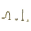 [105350EN00] Atrio Private Collection 5-Hole 2-Handle Deckmount Tub Filler with Knob Handles with 1.75 GPM Hand Shower - Hard Graphite