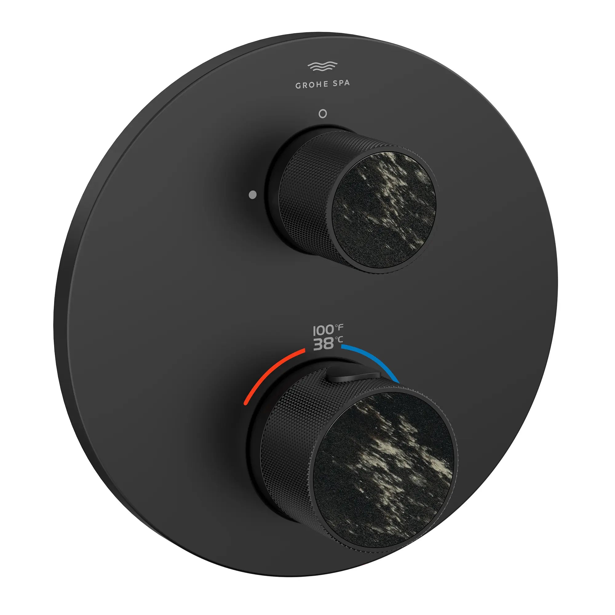 Atrio Private Collection Dual Function 2-Handle Thermostatic Valve Trim with Control Module with Knob Handles // MATTE BLACK // 286614_Atrio_PC_SiloRight_1053662430_484672430_0001_APRIL2026_0_CDNwebp.webp