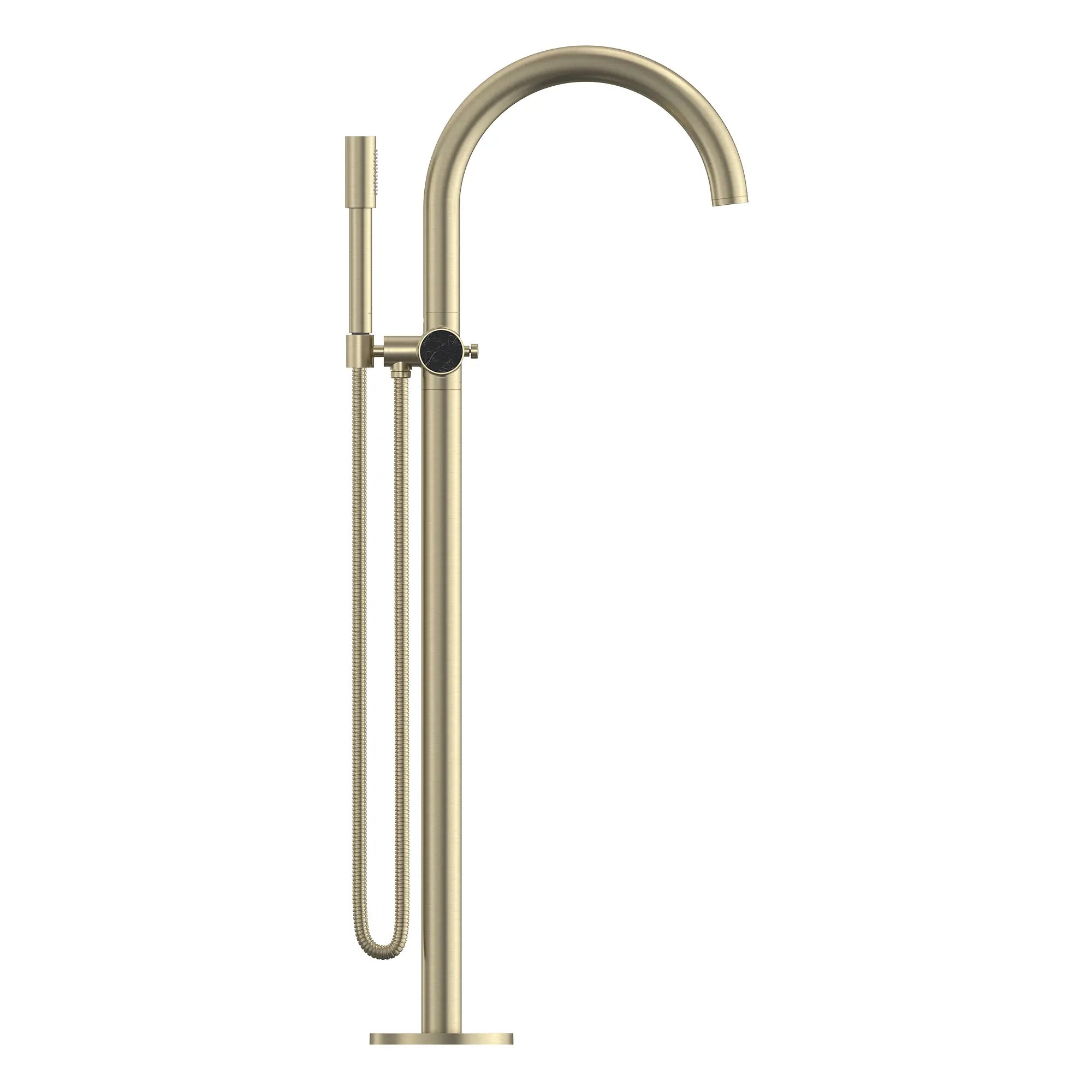 Atrio Private Collection 2-Handle Free Standing Tub Filler with Knob Handles, with 1.75 GPM Hand Shower // BRUSHED NICKEL INFINITYFINISH // 286660_Atrio_PC_SiloSide_105772EN0_48461EN0_0001_APRIL2026_0_CDNwebp.webp