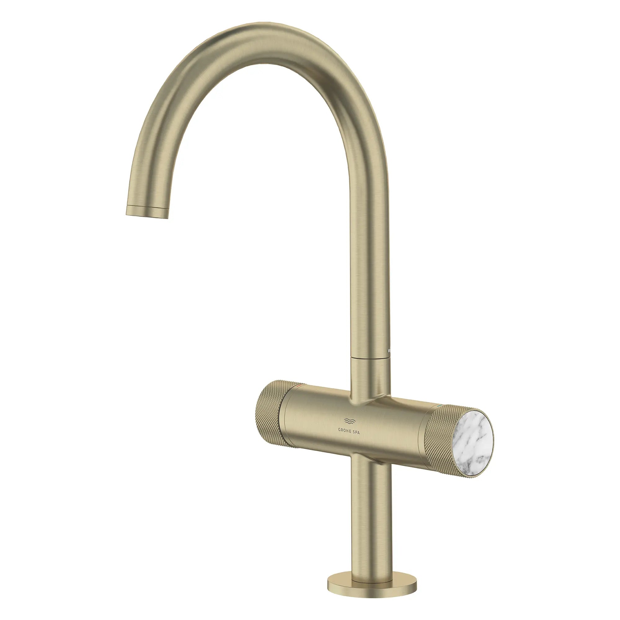 Atrio Private Collection Single Hole 8-Inch Widespread 2-Handle L-Size Bathroom Faucet with Knob Handles, 1.2 GPM (4.5 L/min) // BRUSHED NICKEL INFINITYFINISH // 286696_Atrio_SiloLeft_105337EN00_48456EN00_0001_MARCH2026_0_CDNwebp.webp