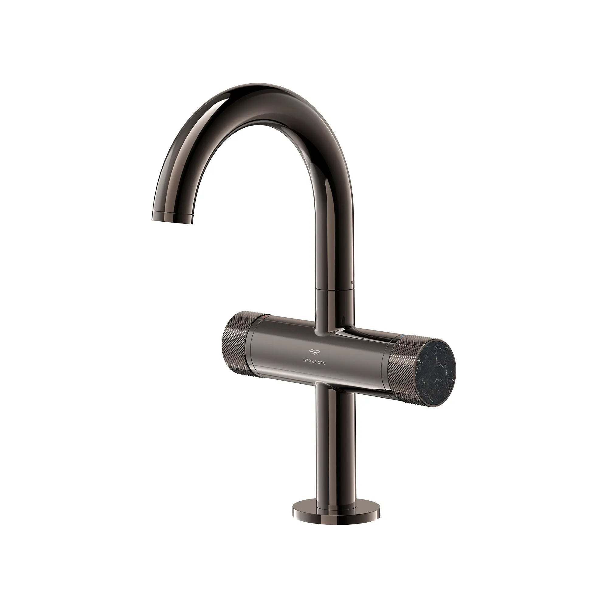 Atrio Private Collection Single Hole Two-Handle M-Size Bathroom Faucet with Knob Handles, 1.2 GPM (4.5 L/min) // HARD GRAPHITE // 286699_Atrio_SiloLeft_105341A000_48457A000_0001_MARCH2026_0_CDNwebp.webp