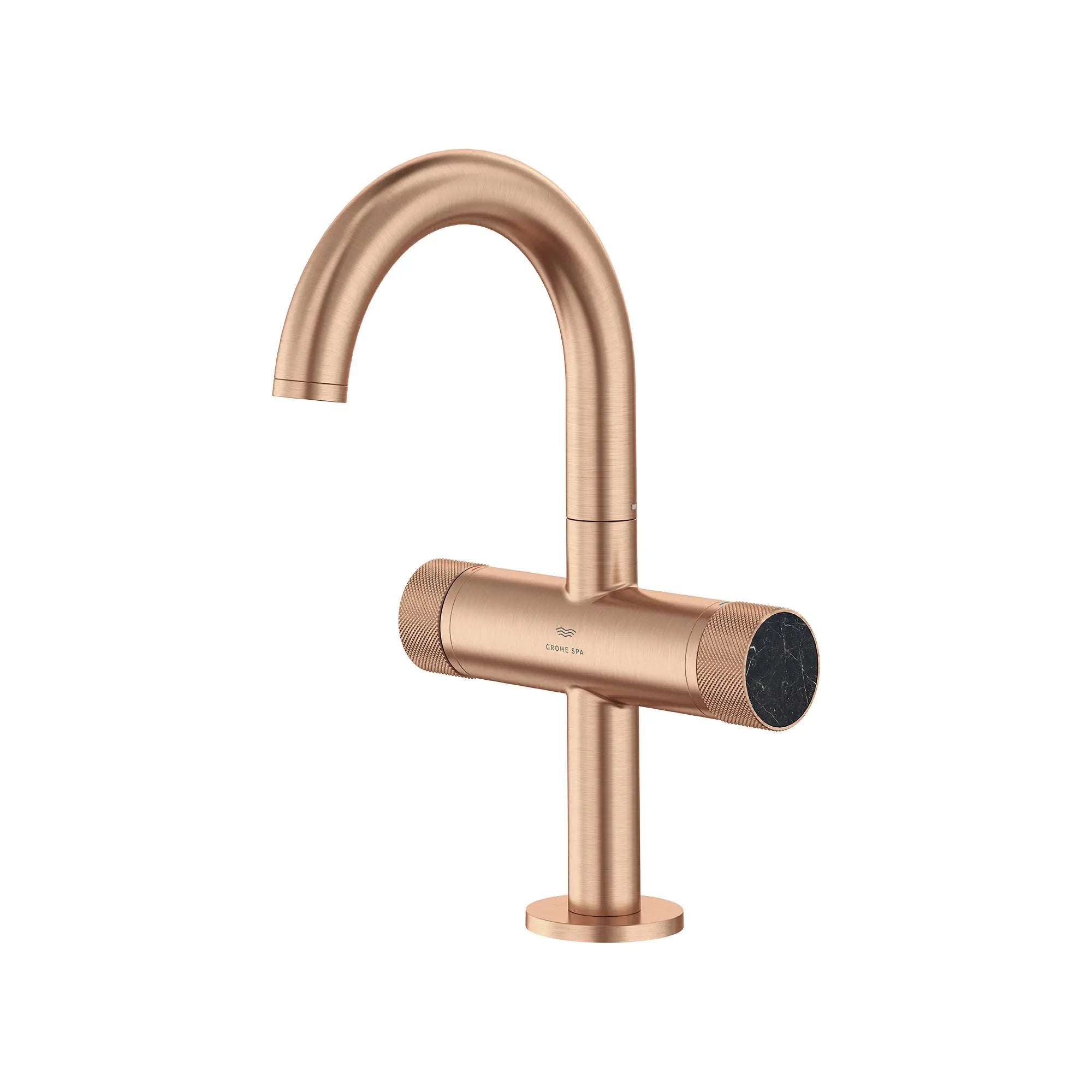 Atrio Private Collection Single Hole Two-Handle M-Size Bathroom Faucet with Knob Handles, 1.2 GPM (4.5 L/min) // BRUSHED WARM SUNSET // 286703_Atrio_SiloLeft_105341DL00_48457DL00_0001_MARCH2026_0_CDNwebp.webp