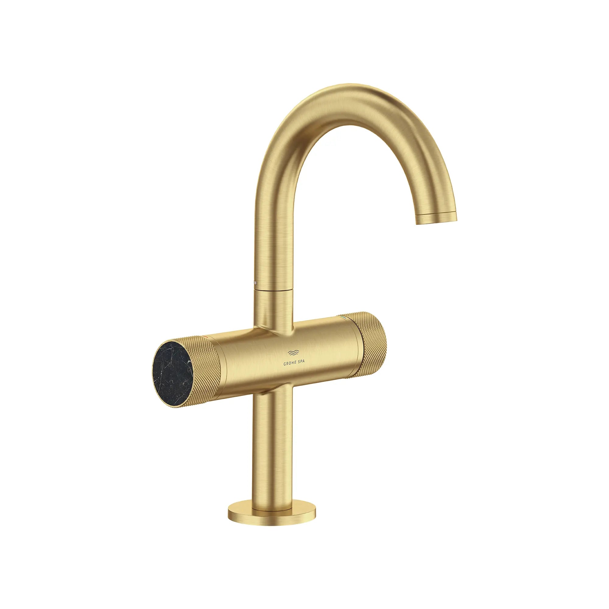 Atrio Private Collection Single Hole Two-Handle M-Size Bathroom Faucet with Knob Handles, 1.2 GPM (4.5 L/min) // BRUSHED COOL SUNRISE // 286727_Atrio_SiloRight_105341GN00_48457GN00_0001_MARCH2026_0_CDNwebp.webp