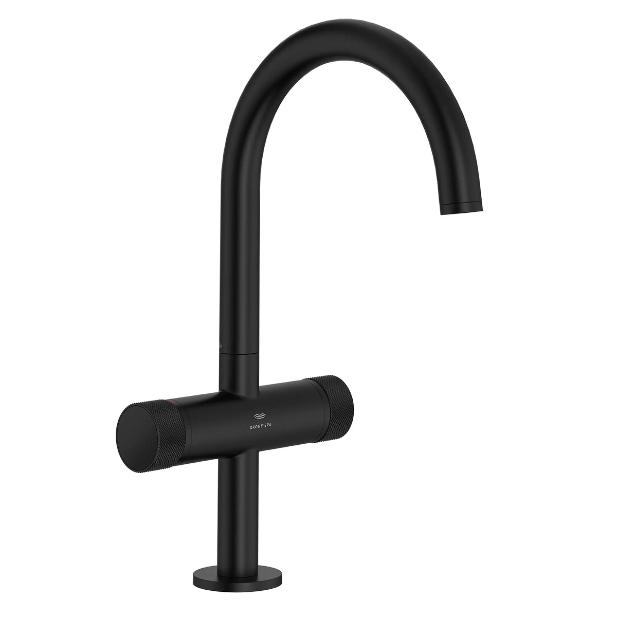 Atrio Private Collection Single Hole 8-Inch Widespread 2-Handle L-Size Bathroom Faucet with Knob Handles, 1.2 GPM (4.5 L/min) // MATTE BLACK // 287109_Atrio_SiloRight_1053372430_0001_MARCH2026_1_CDNwebp.webp