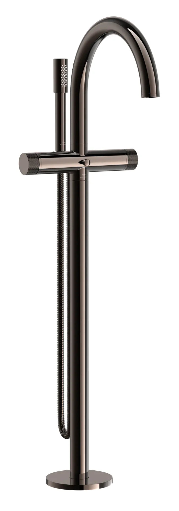 Atrio Private Collection 2-Handle Free Standing Tub Filler with Knob Handles, with 1.75 GPM Hand Shower // HARD GRAPHITE // 287141_Atrio_PC_SiloRight_105772A00_0001_JUNE2026_0_CDNwebp.webp