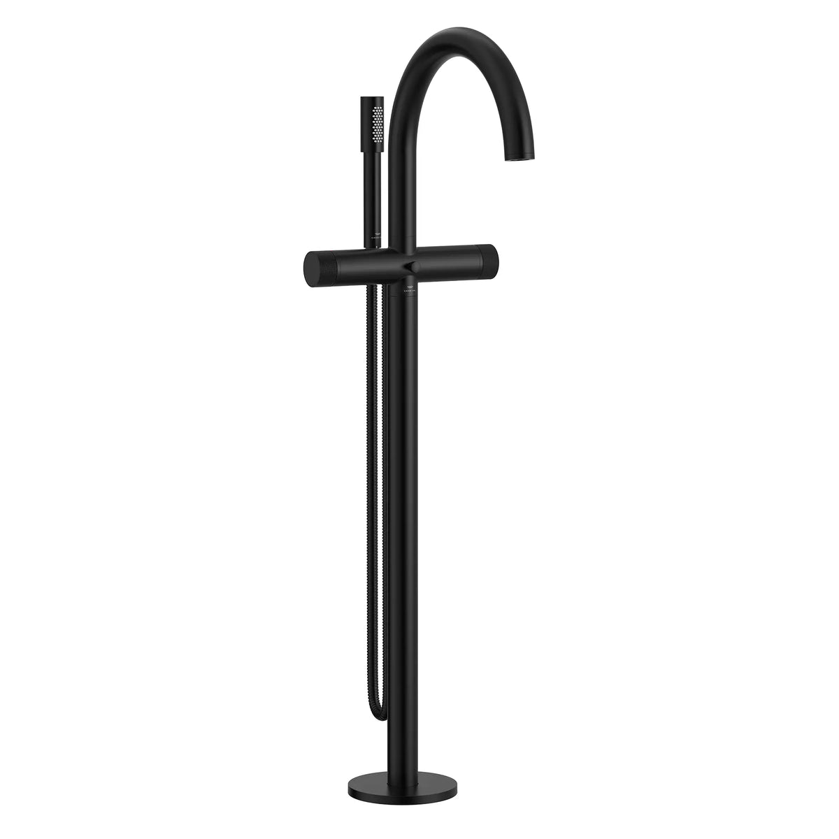 Atrio Private Collection 2-Handle Free Standing Tub Filler with Knob Handles, with 1.75 GPM Hand Shower // MATTE BLACK // 287147_Atrio_PC_SiloRight_105772243_0001_JUNE2026_1_CDNwebp.webp