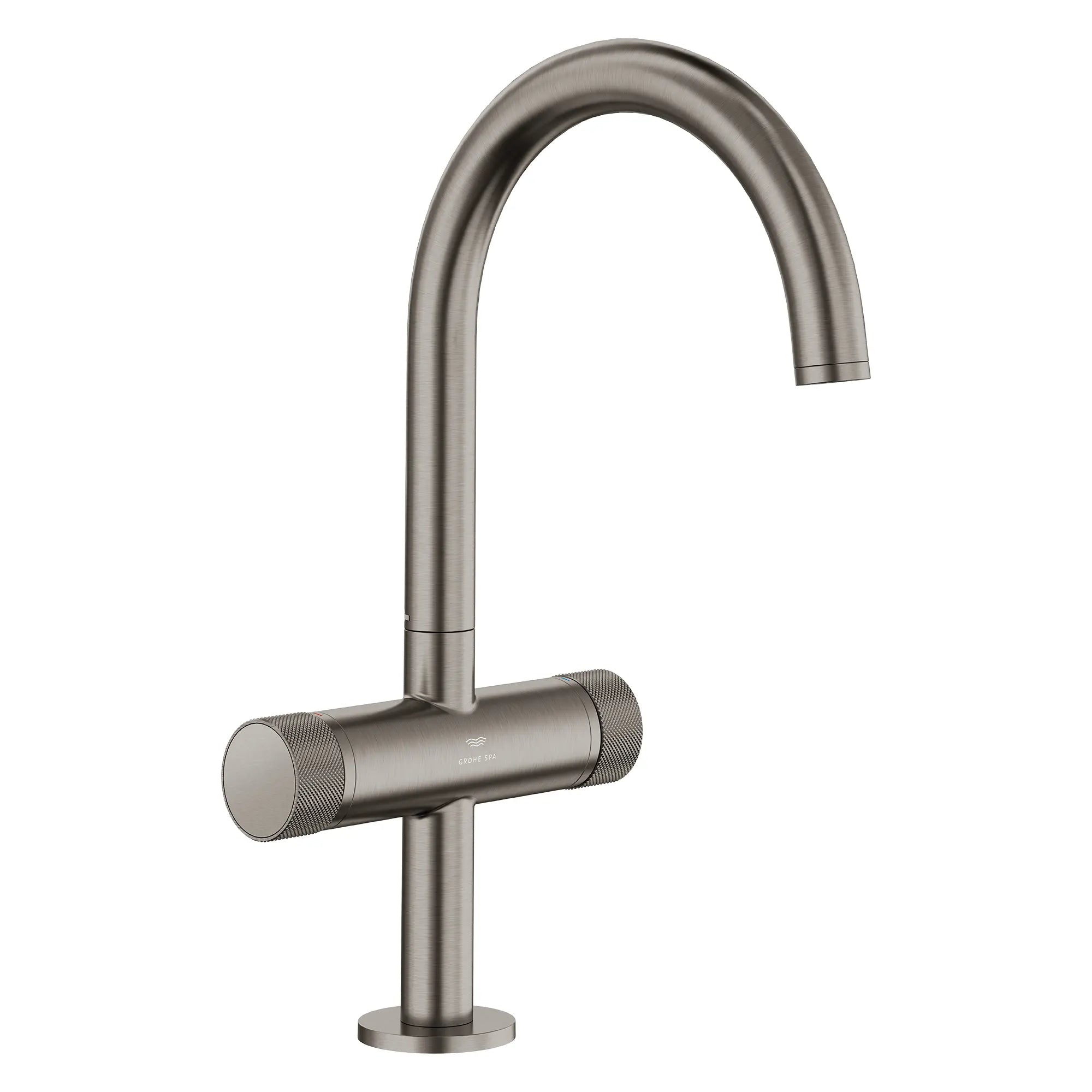 Atrio Private Collection Single Hole 8-Inch Widespread 2-Handle L-Size Bathroom Faucet with Knob Handles, 1.2 GPM (4.5 L/min) // BRUSHED HARD GRAPHITE // 287159_Atrio_SiloRight_105337AL00_0001_MARCH2026_1_CDNwebp.webp