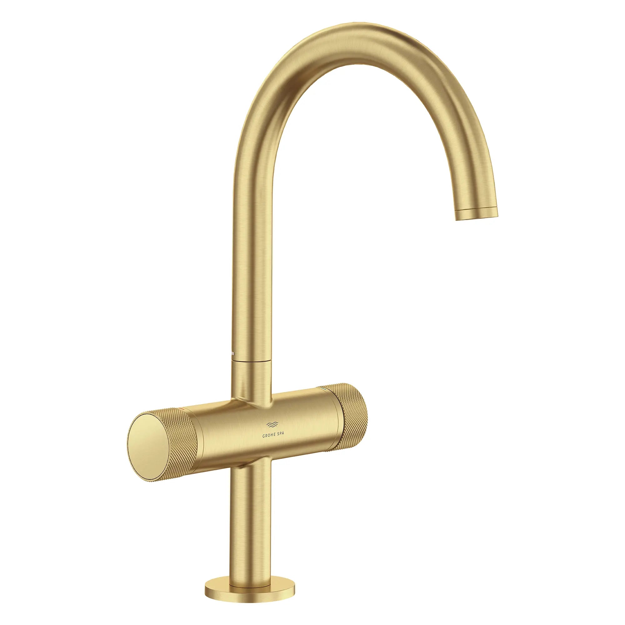 Atrio Private Collection Single Hole 8-Inch Widespread 2-Handle L-Size Bathroom Faucet with Knob Handles, 1.2 GPM (4.5 L/min) // BRUSHED COOL SUNRISE // 287161_Atrio_SiloRight_105337GN00_0001_MARCH2026_1_CDNwebp.webp
