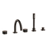 [105350A000] Atrio Private Collection 5-Hole 2-Handle Deckmount Tub Filler with Knob Handles with 1.75 GPM Hand Shower - GROHE StarLight Chrome