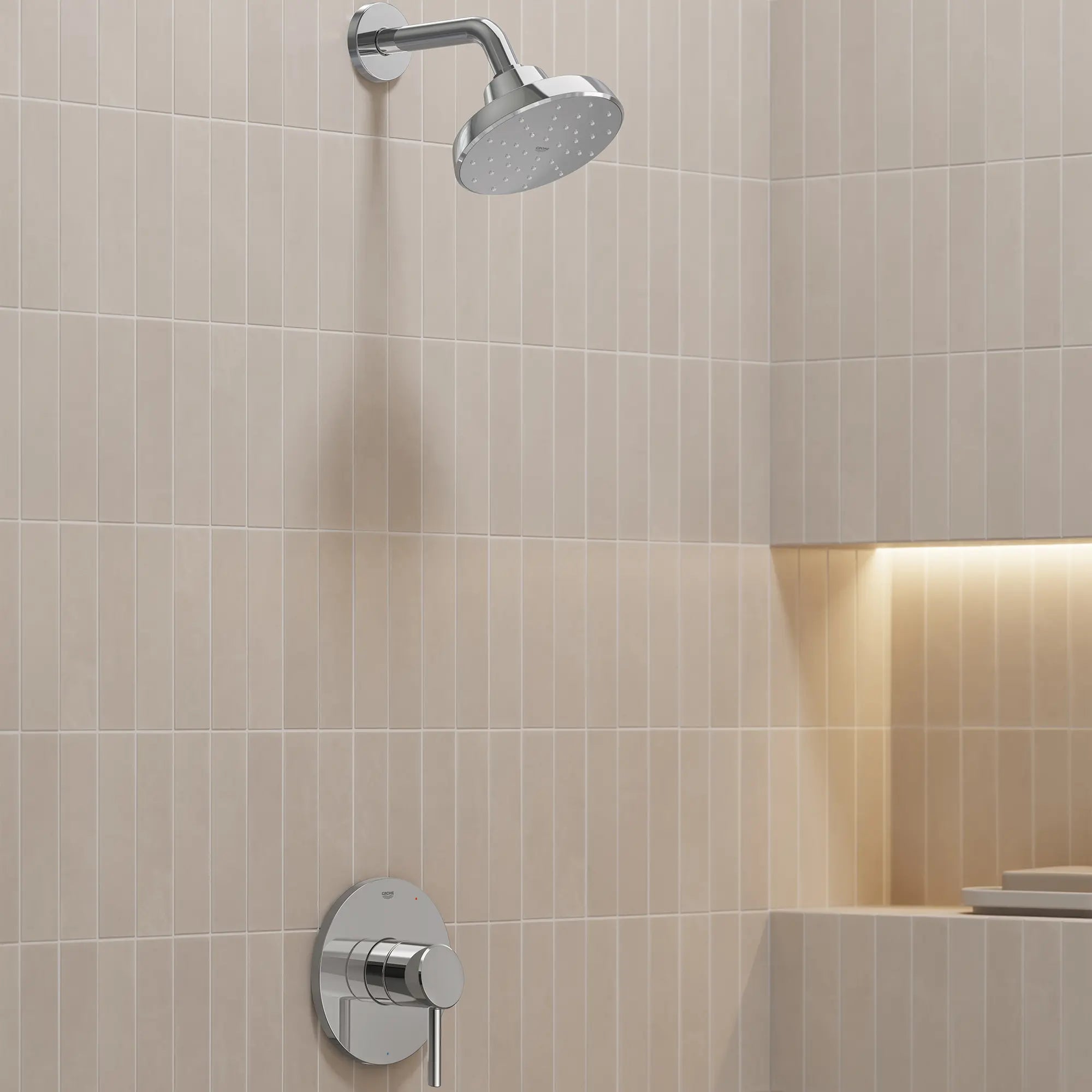 Pressure Balance Valve Trim with Cartridge // GROHE STARLIGHT CHROME // 287518_Aqua_Booster_EnvironmentCloseUp_1117270000_144680000_0001_MARCH2026_0_CDNwebp.webp