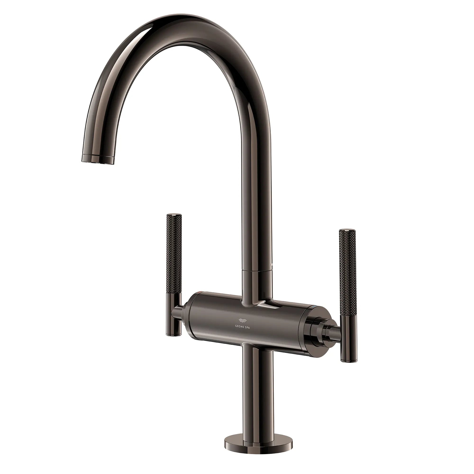 Atrio Single Hole Two-Handle L-Size Bathroom Faucet without Handles, 1.2 GPM (4.5 L/min) // HARD GRAPHITE // 287617_Atrio_PC_SiloLeft_21146A000_48646A000_0001_JANUARY2026_0_CDNwebp.webp