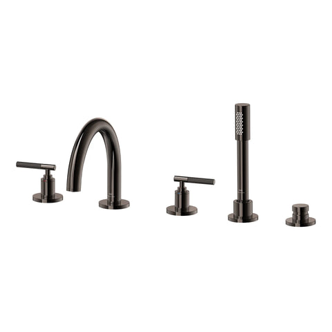Atrio 5-Hole 2-Handle Deck Mount Roman Tub Faucet without Handles with 1.75 GPM Hand Shower - Hard Graphite
