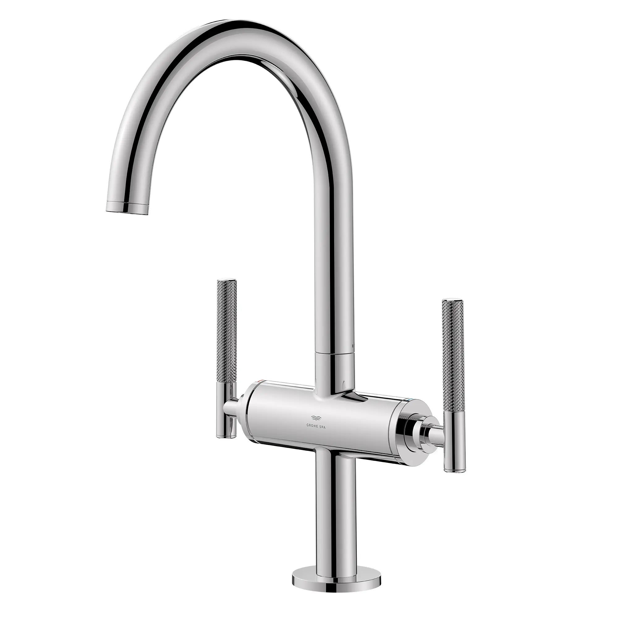 Atrio Single Hole Two-Handle L-Size Bathroom Faucet without Handles, 1.2 GPM (4.5 L/min) // GROHE STARLIGHT CHROME // 287629_Atrio_PC_SiloLeft_211460000_486460000_0001_JANUARY2026-1_0_CDNwebp.webp