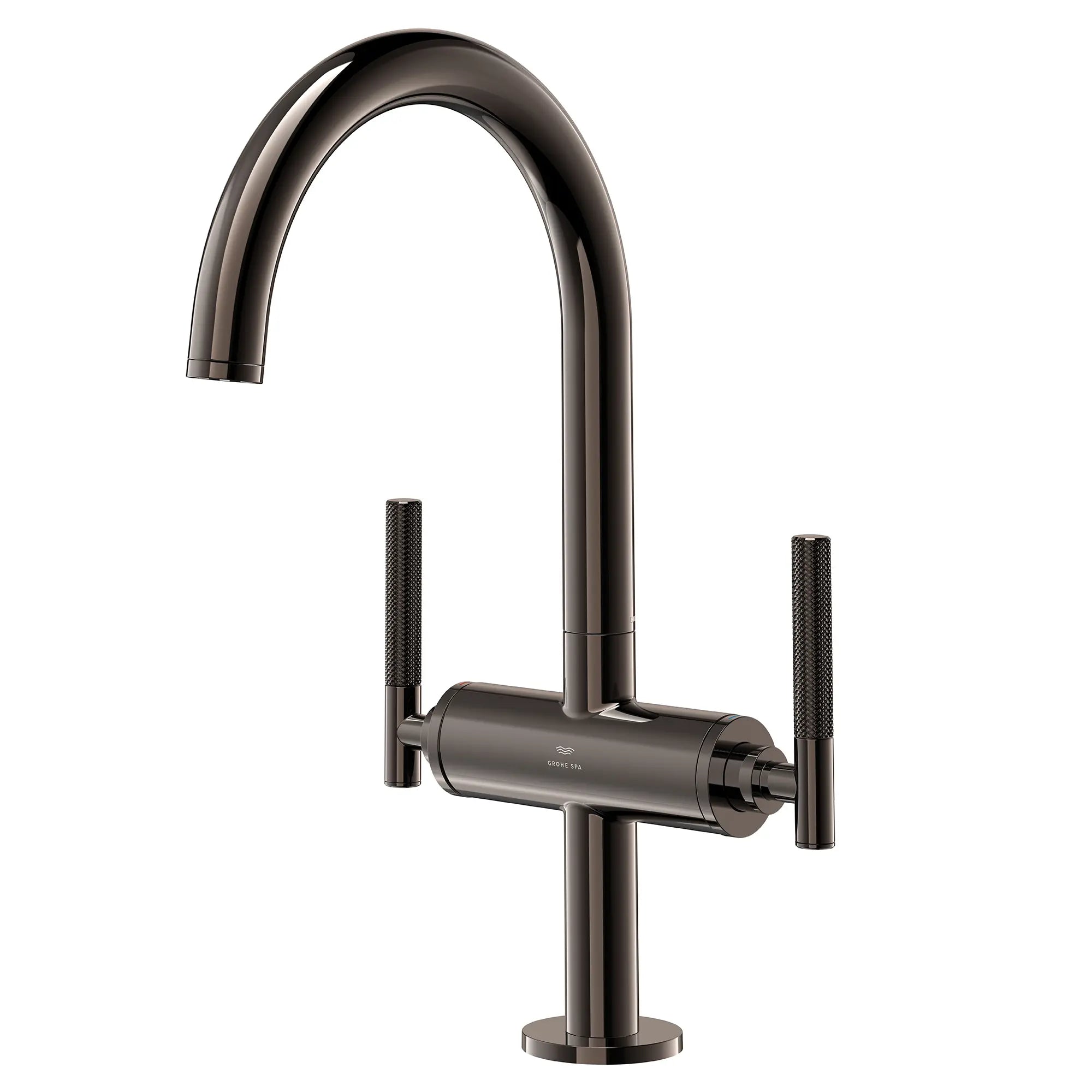 Atrio Single Hole Two-Handle L-Size Bathroom Faucet without Handles, 1.2 GPM (4.5 L/min) // HARD GRAPHITE // 288327_Atrio_PC_SiloLeft_21146A000_48646A000_0001_JANUARY2026_1_CDNwebp.webp
