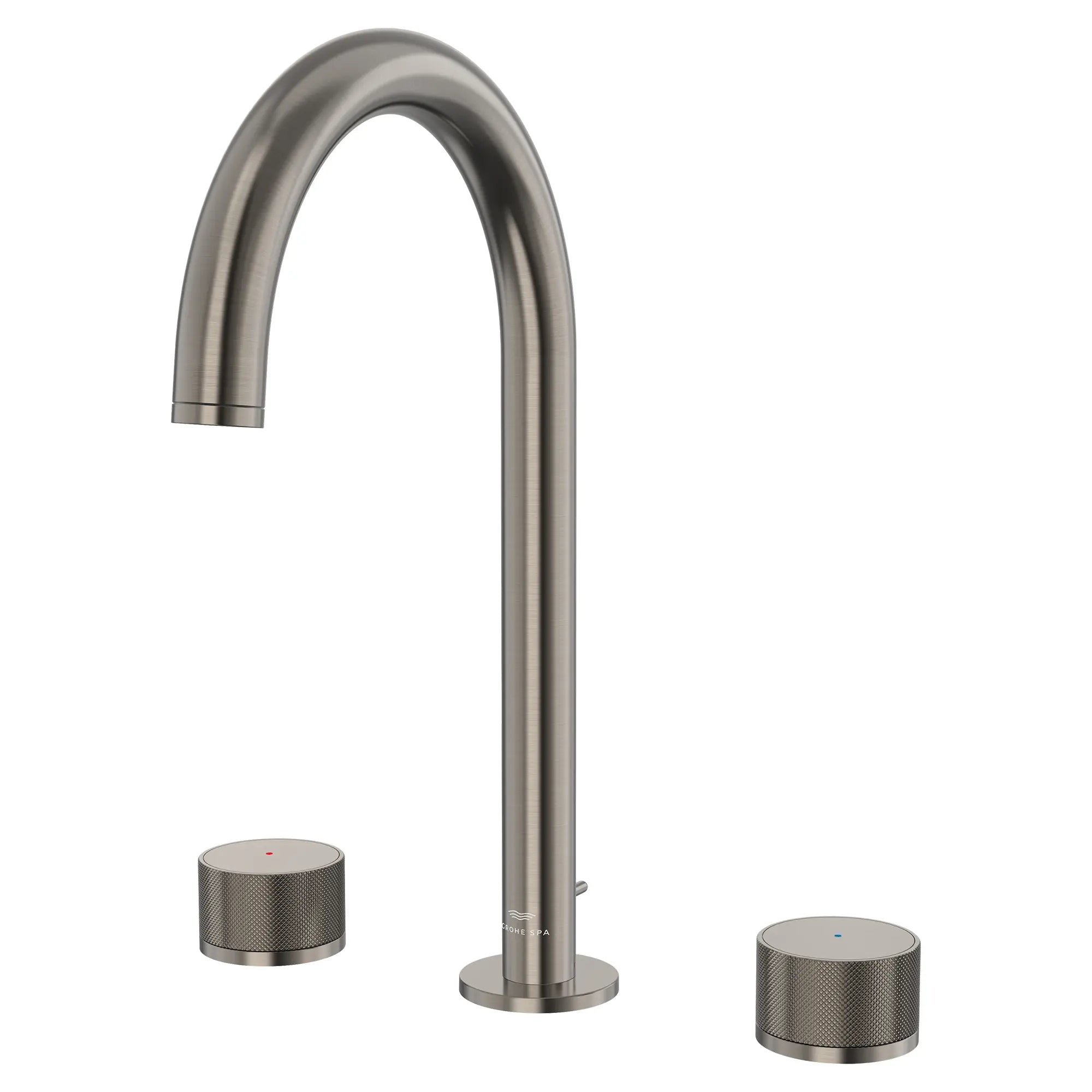 Atrio Private Collection 8-inch Widespread 2-Handle M-Size Bathroom Faucet with Knob Handles, 1.2 GPM (4.5 L/min) // BRUSHED HARD GRAPHITE // 288333_Atrio_PC_SiloLeft_105339AL00_0001_JUNE2026_1_CDNwebp.webp