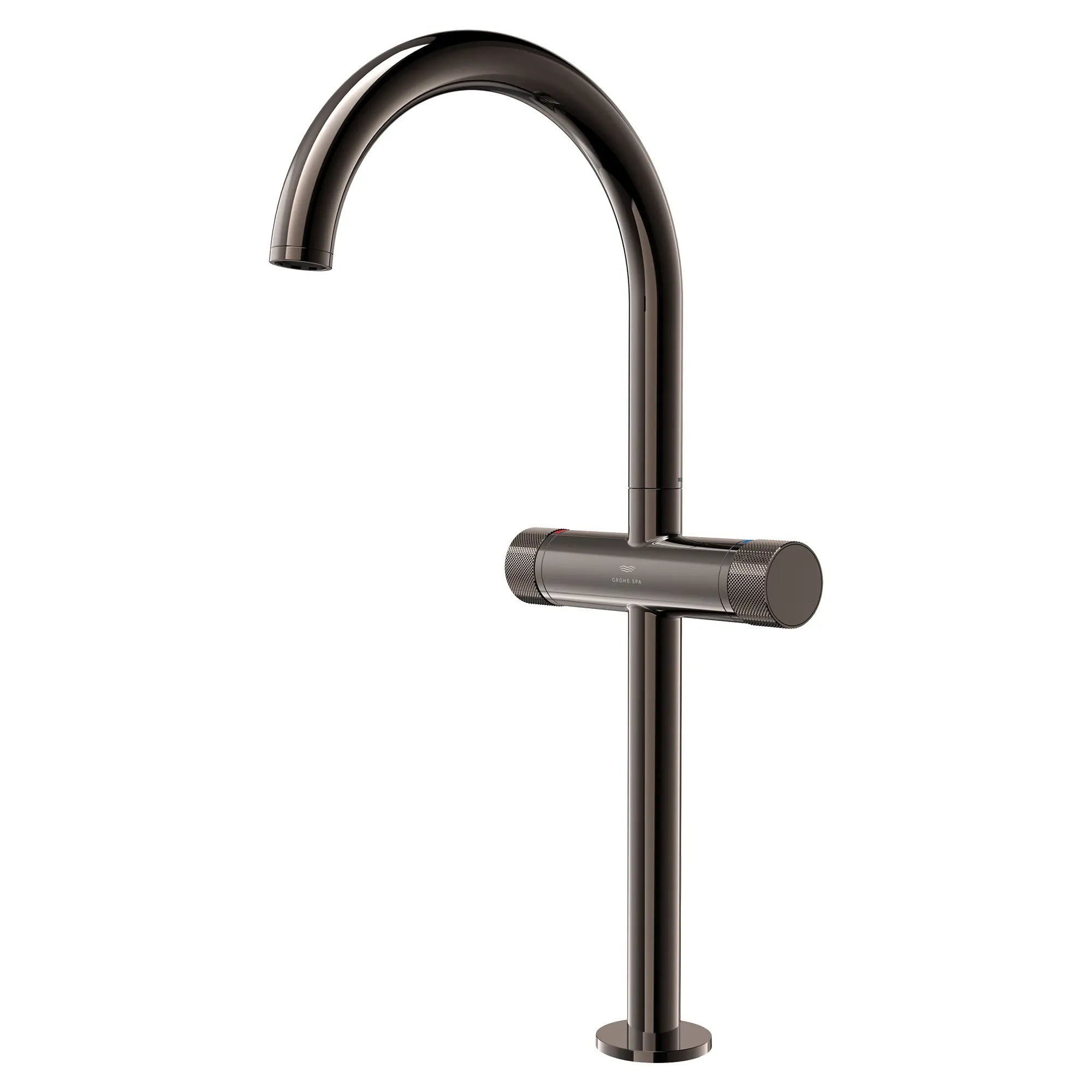 Atrio Private Collection Single Hole Two-Handle Vessel Sink Faucet with Knob Handles, 1.2 GPM (4.5 L/min) // HARD GRAPHITE // 288335_Atrio_PC_SiloLeft_105342A000_0001_JUNE2026_1_CDNwebp.webp
