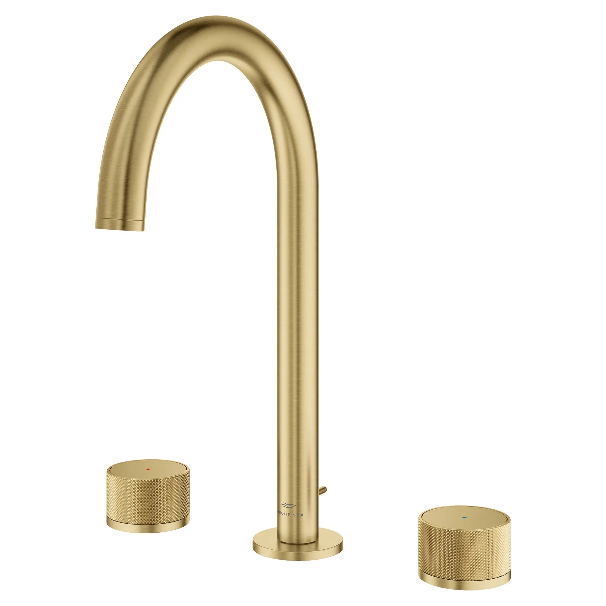 Atrio Private Collection 8-inch Widespread 2-Handle M-Size Bathroom Faucet with Knob Handles, 1.2 GPM (4.5 L/min) // BRUSHED COOL SUNRISE // 288337_Atrio_PC_SiloLeft_105339GN00_0001_JUNE2026_1_CDNwebp.webp