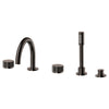 [105350A000] Atrio Private Collection 5-Hole 2-Handle Deckmount Tub Filler with Knob Handles with 1.75 GPM Hand Shower - GROHE StarLight Chrome