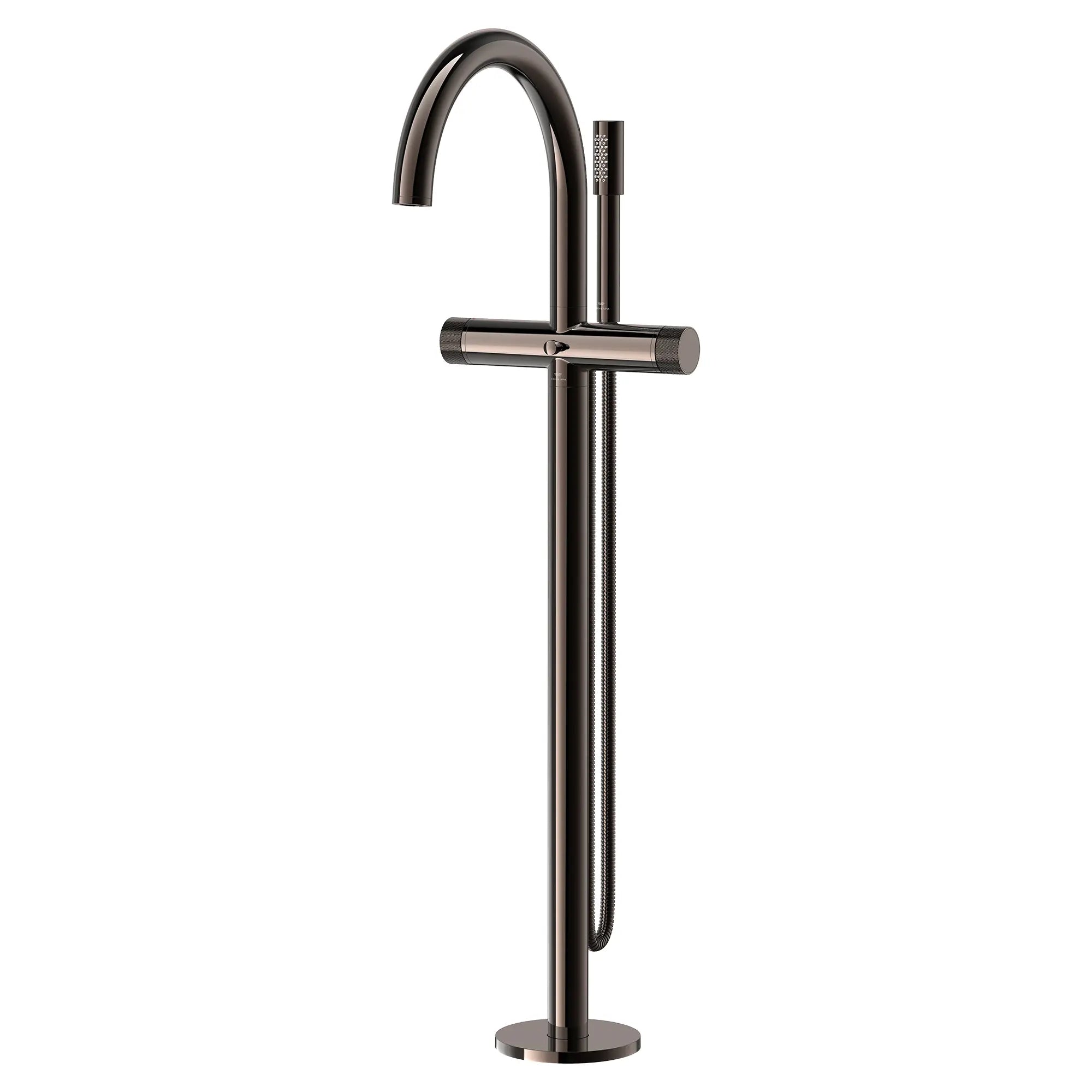 Atrio Private Collection 2-Handle Free Standing Tub Filler with Knob Handles, with 1.75 GPM Hand Shower // HARD GRAPHITE // 288351_Atrio_PC_SiloLeft_105772A000_0001_JUNE2026_1_CDNwebp.webp