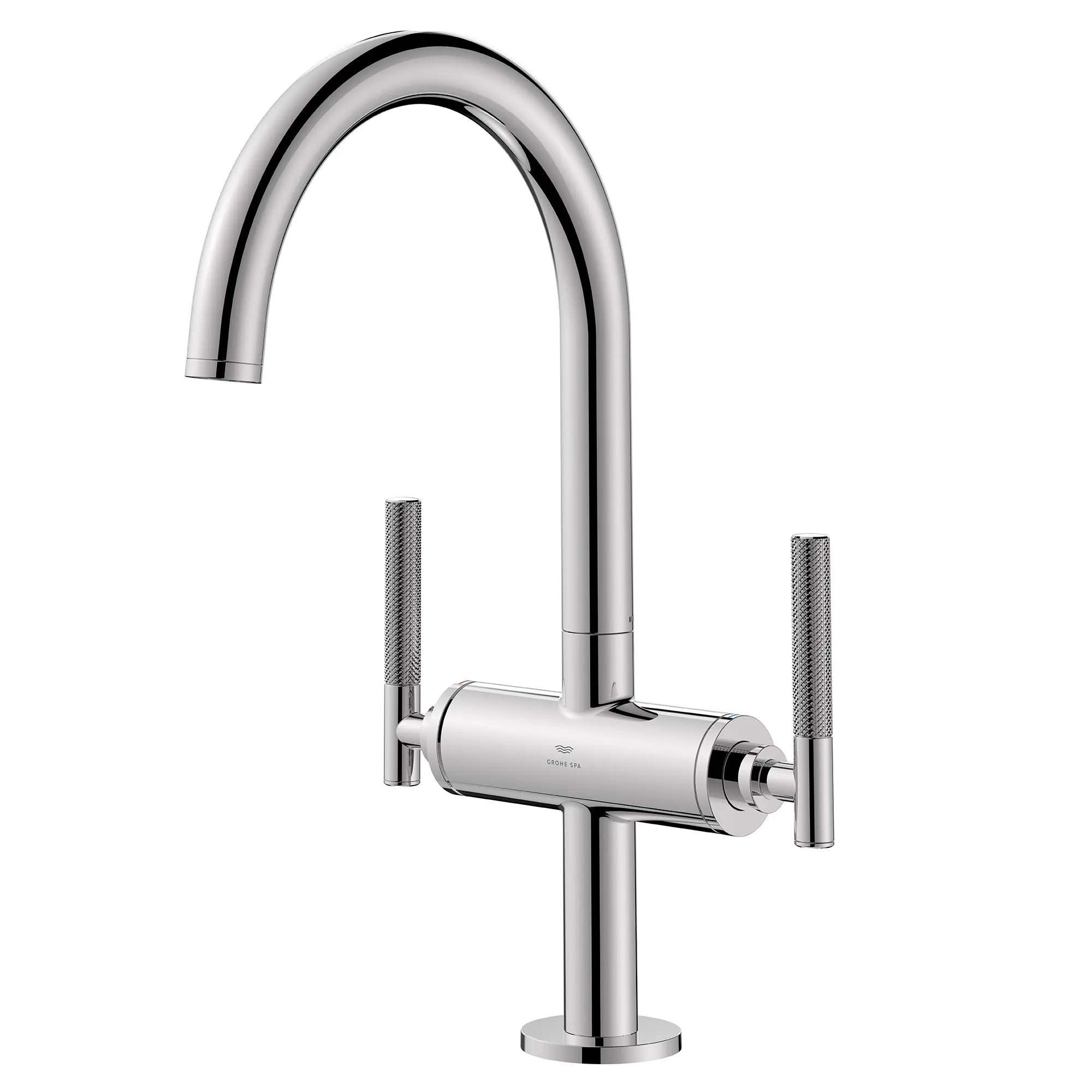 Atrio Single Hole Two-Handle L-Size Bathroom Faucet without Handles, 1.2 GPM (4.5 L/min) // GROHE STARLIGHT CHROME // 288353_Atrio_PC_SiloLeft_211460000_486460000_0001_JANUARY2026_1_CDNwebp.webp