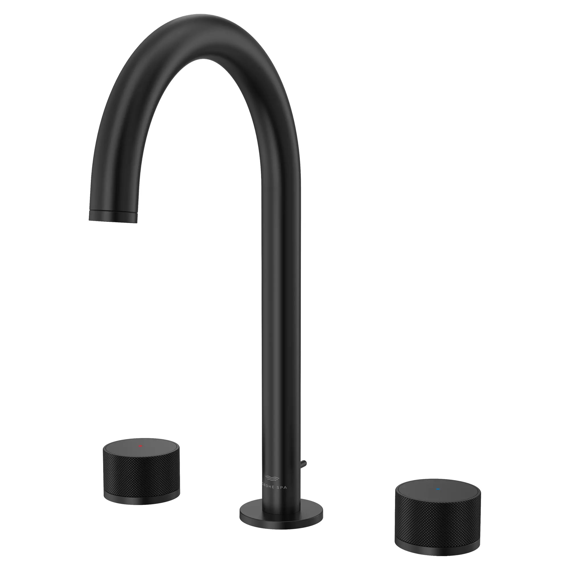 Atrio Private Collection 8-inch Widespread 2-Handle M-Size Bathroom Faucet with Knob Handles, 1.2 GPM (4.5 L/min) // MATTE BLACK // 288360_Atrio_PC_SiloLeft_1053392430_0001_JUNE2026_1_CDNwebp.webp