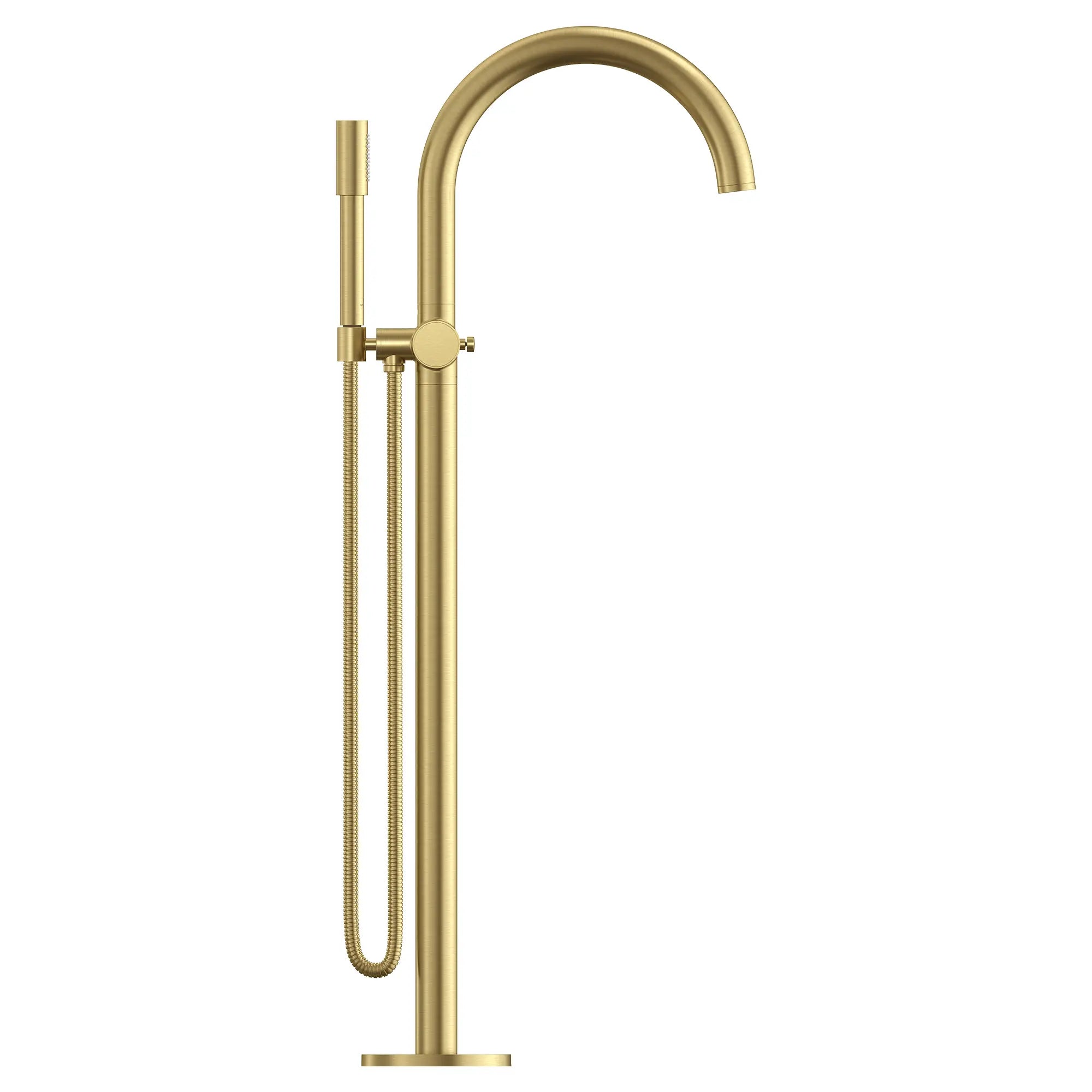 Atrio Private Collection 2-Handle Free Standing Tub Filler with Knob Handles, with 1.75 GPM Hand Shower // BRUSHED COOL SUNRISE // 288397_Atrio_PC_SiloSide_105772GN00_0001_JUNE2026_1_CDNwebp.webp