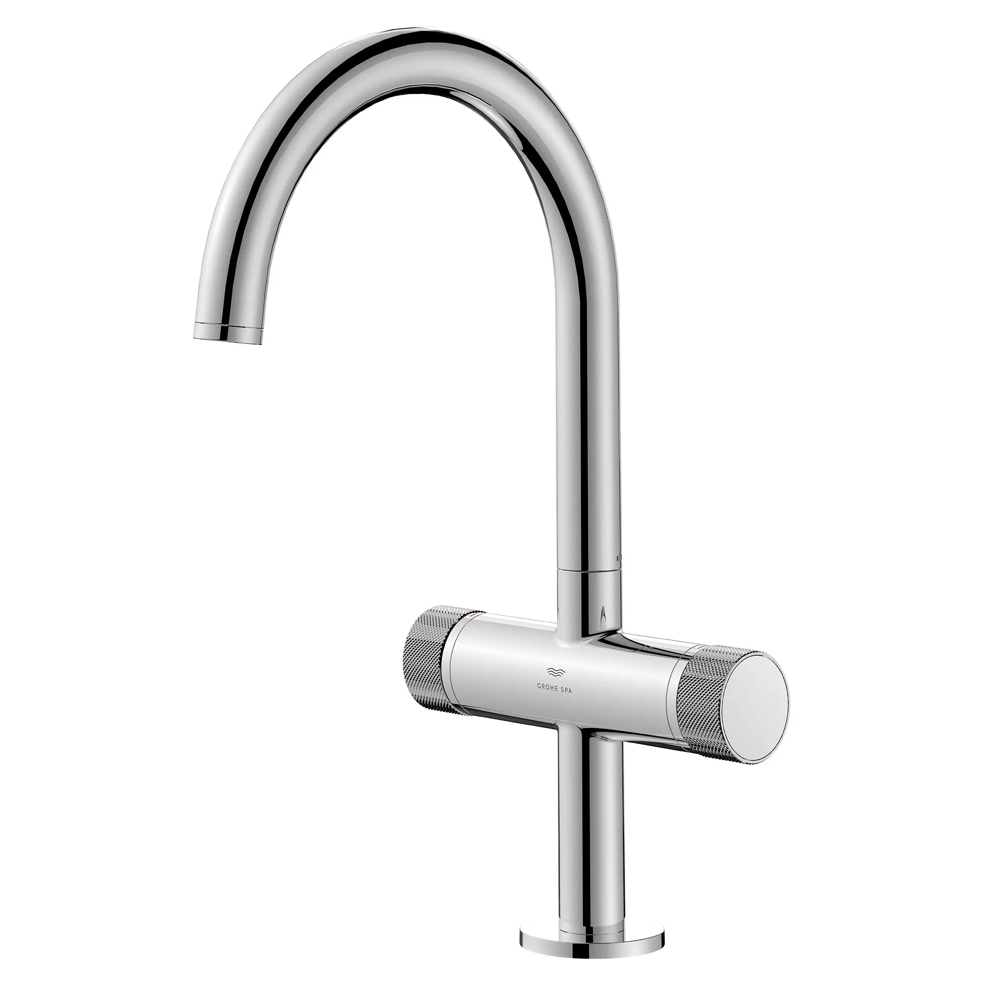 Atrio Private Collection Single Hole 8-Inch Widespread 2-Handle L-Size Bathroom Faucet with Knob Handles, 1.2 GPM (4.5 L/min) // GROHE STARLIGHT CHROME // 288419_Atrio_SiloLeft_1053370000_0001_MARCH2026_1_CDNwebp.webp