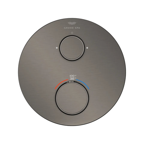 Atrio Private Collection Dual Function 2-Handle Thermostatic Valve Trim with Control Module with Knob Handles - Brushed Hard Graphite