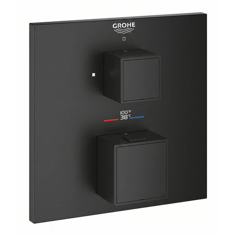 Grohtherm Cube Single Function 2-Handle Thermostatic Valve Trim - Matte Black