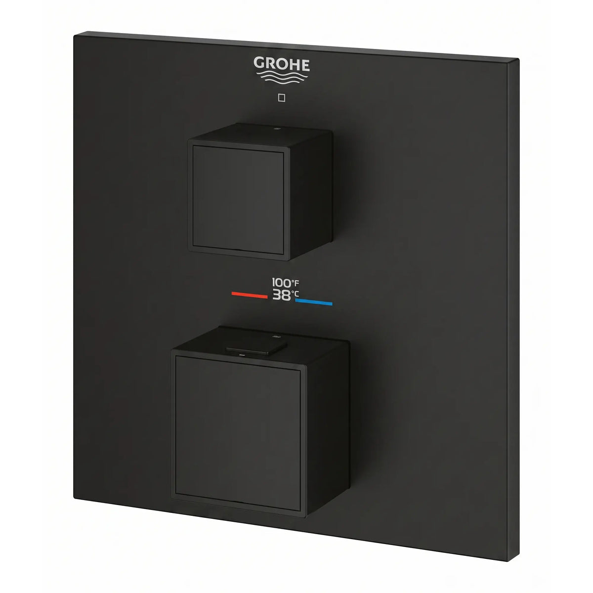 Grohtherm Cube Single Function 2-Handle Thermostatic Valve Trim // MATTE BLACK // 289633_Grohtherm_SiloLeft_241572430_0001_Aug2026_0_CDNwebp.webp