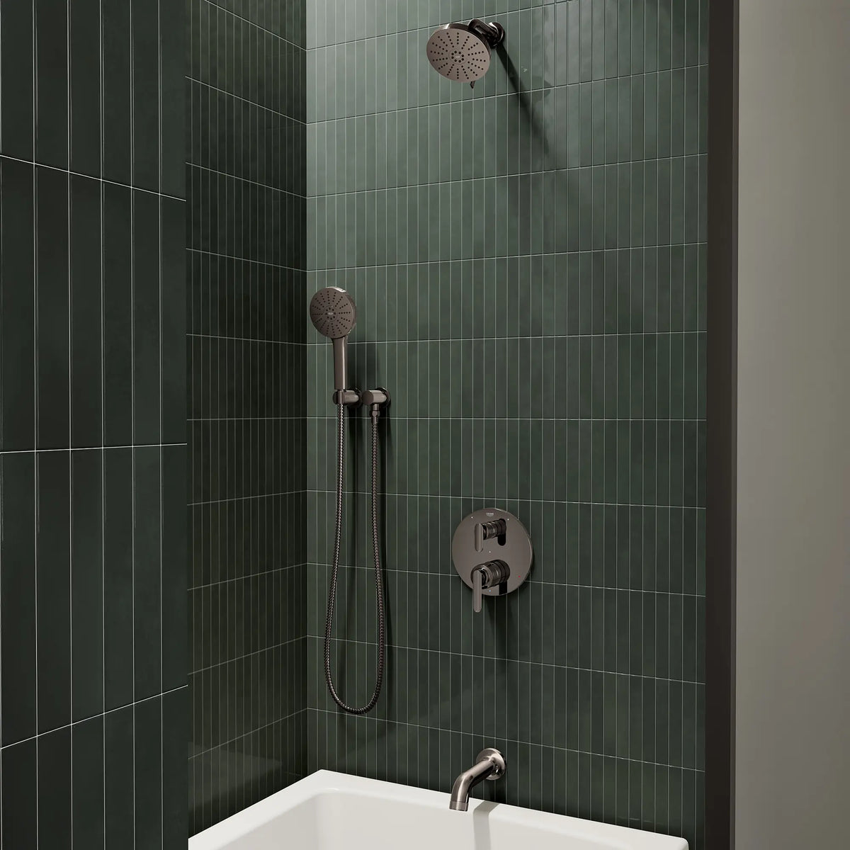 Listra Tub Spout // HARD GRAPHITE // 289781_Aqua_Booster_EnvironmentCloseUp_111716A000_106235A000_106217A000_0001_JANUARY2026_1_CDNwebp.webp