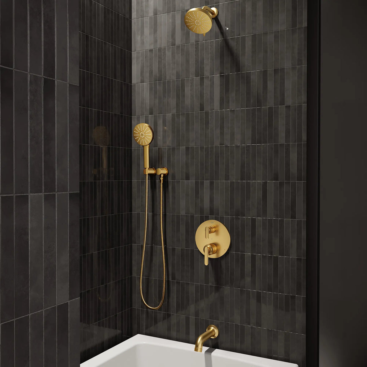 Listra Tub Spout // BRUSHED COOL SUNRISE // 289782_Aqua_Booster_EnvironmentCloseUp_111716GN00_106235GN00_106217GN00_0001_JANUARY2026_1_CDNwebp.webp
