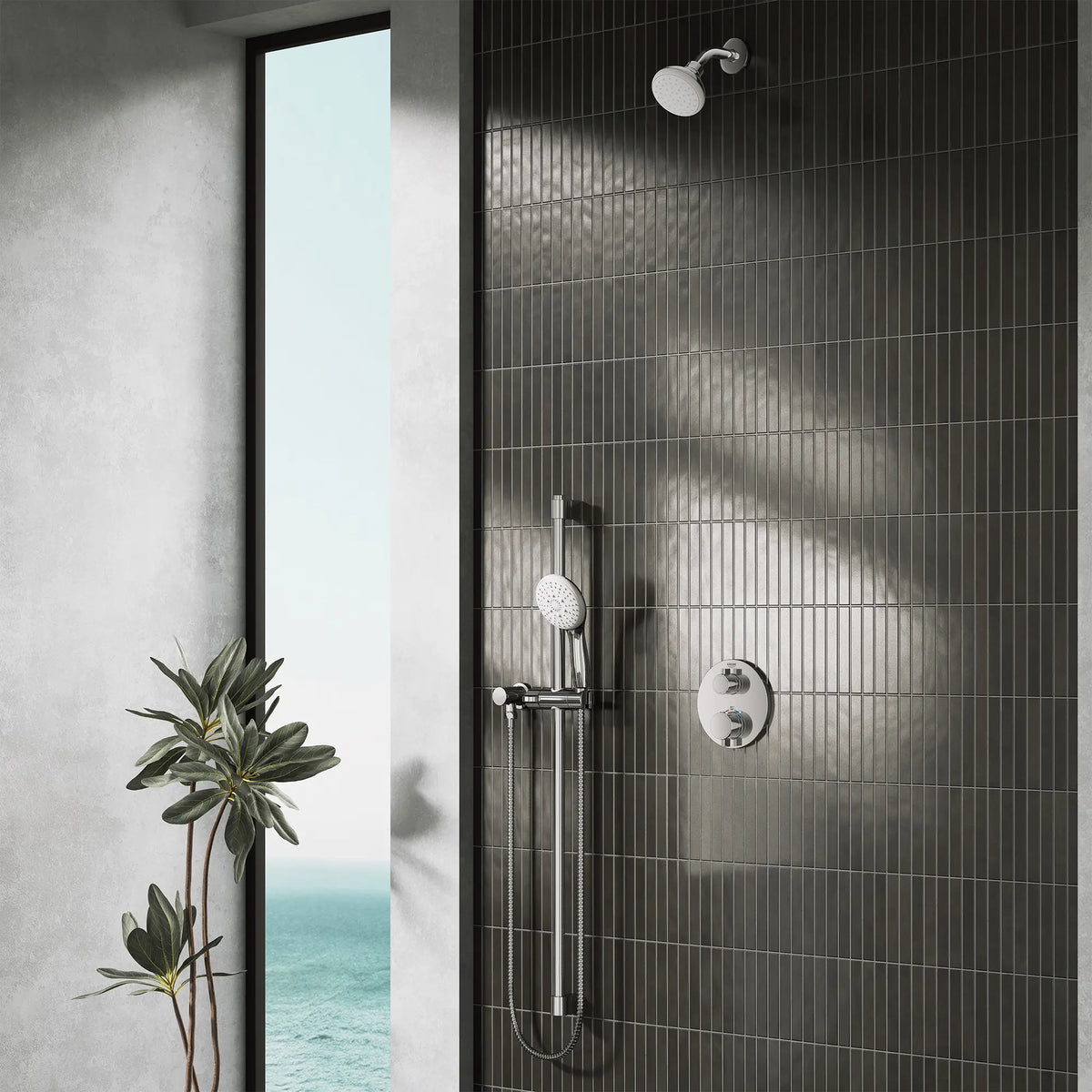 Tempesta 100 Shower Head, 4" - 1 Spray, 1.5 gpm (5.7 L/min) // GROHE STARLIGHT CHROME // 289884_Tempesta_EnvironmentCloseUp_26050001_26924001_0002_AUGUST2026_1_CDNwebp.webp