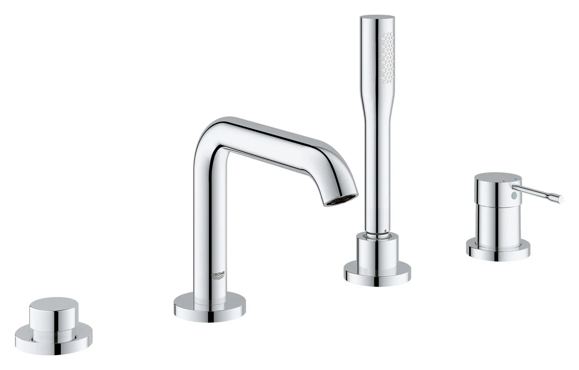 4-Hole Single-Handle Deck Mount Roman Tub Faucet with 1.75 GPM (6.6 L/min) Hand Shower // GROHE STARLIGHT CHROME // 48251_1957800A_0_CDNwebp.webp