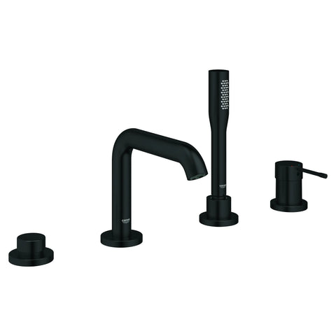 4-Hole Single-Handle Deck Mount Roman Tub Faucet with 1.75 GPM (6.6 L/min) Hand Shower - Matte Black
