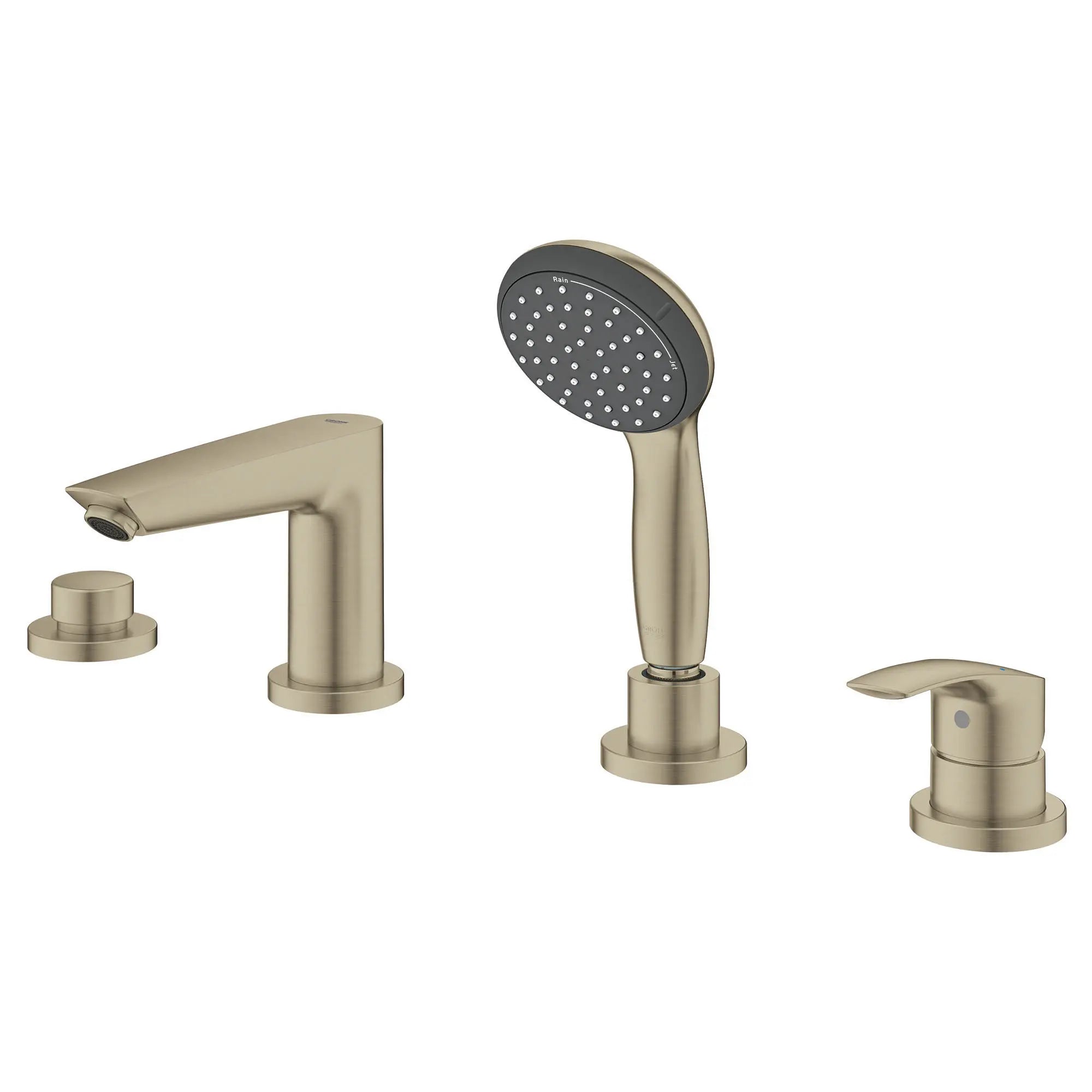 4-Hole Single Handle Deck Mount Roman Tub Faucet with 1.75 GPM (6.6 L/min) Hand Shower // BRUSHED NICKEL INFINITYFINISH // 50064_25245EN3_1_0_CDNwebp.webp