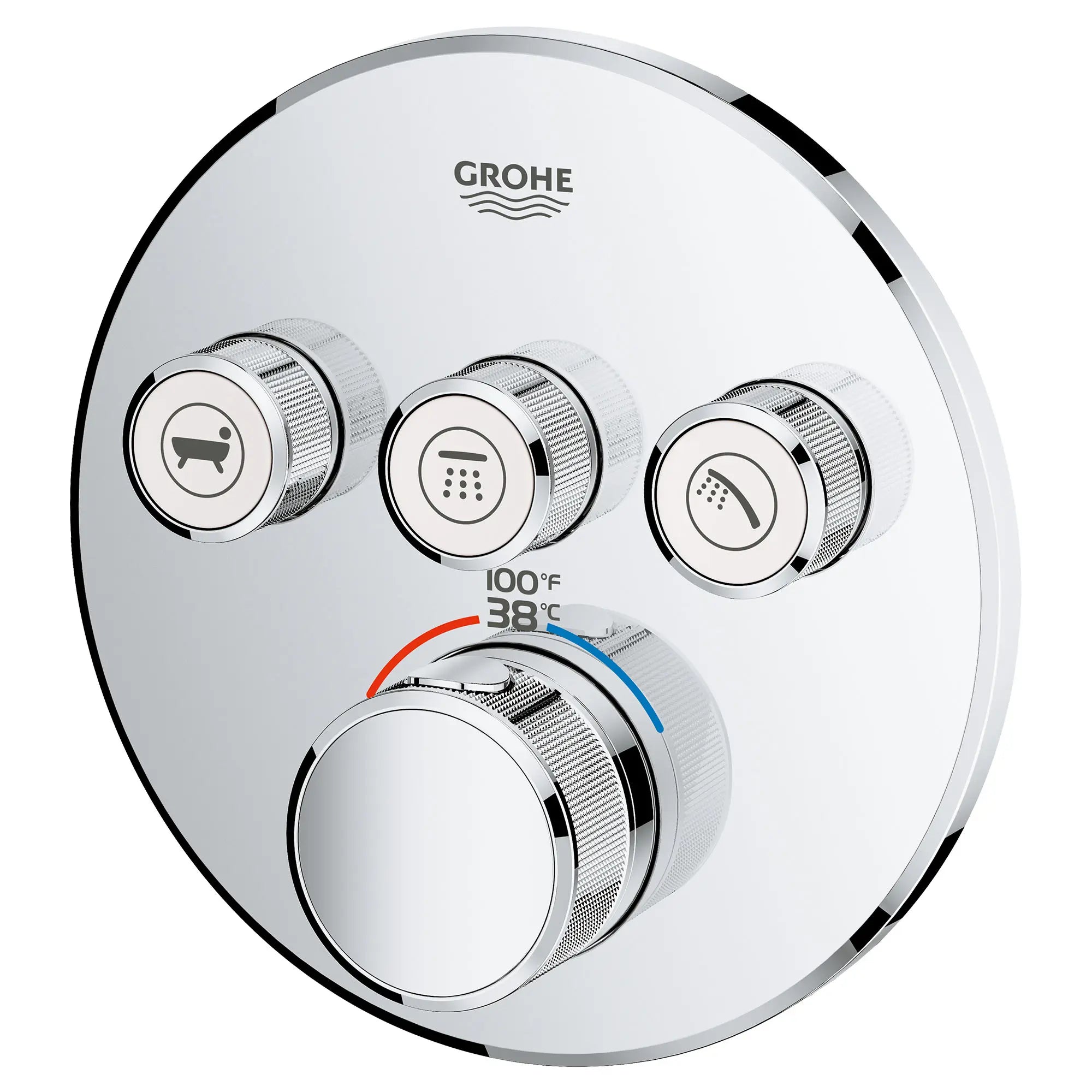 Triple Function Thermostatic Valve Trim // GROHE STARLIGHT CHROME // 52255_29138000_1_0_CDNwebp.webp