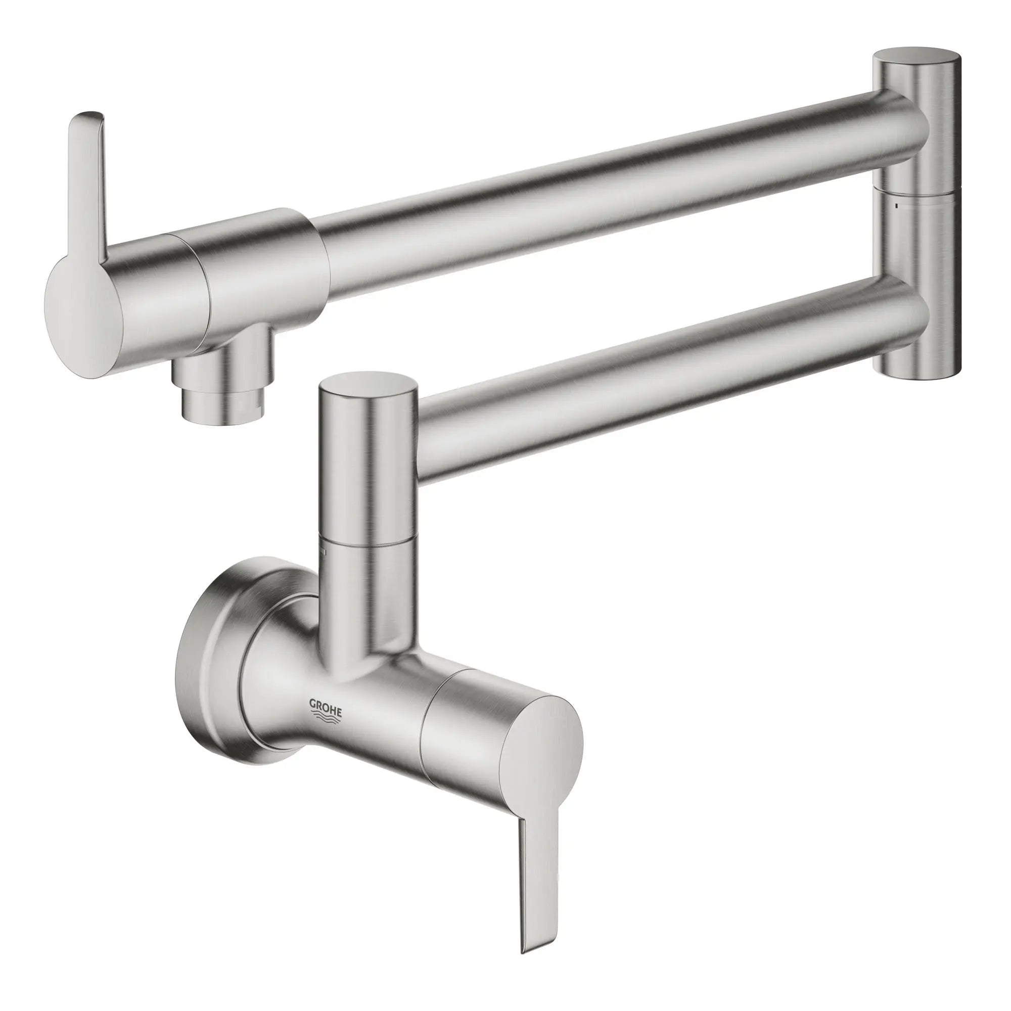 GROHE Zedra 2-Handle Wall Mount Pot Filler // SUPERSTEEL INFINITYFINISH // 53372_31075DC2_0_CDNwebp.webp