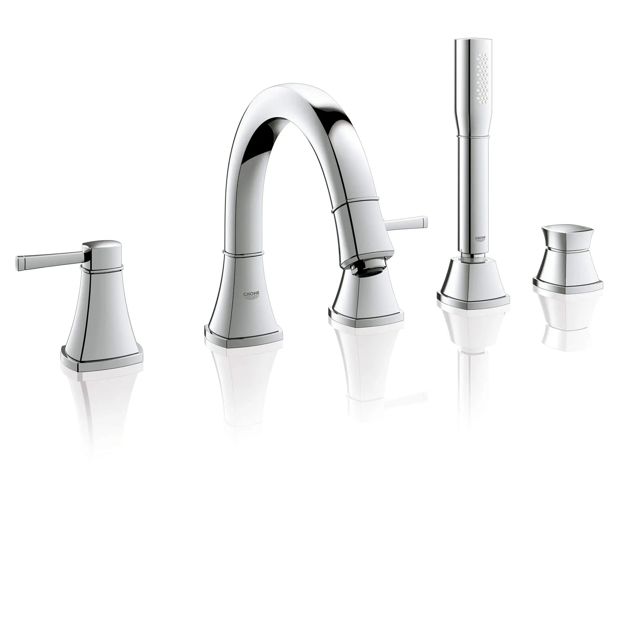 GrohFlex Roman Tub Filler With Personal Hand Shower // GROHE STARLIGHT CHROME // 559_19919000-five-hole-bathtub-faucet-with-handshower-enviro-1_0_CDNwebp.webp