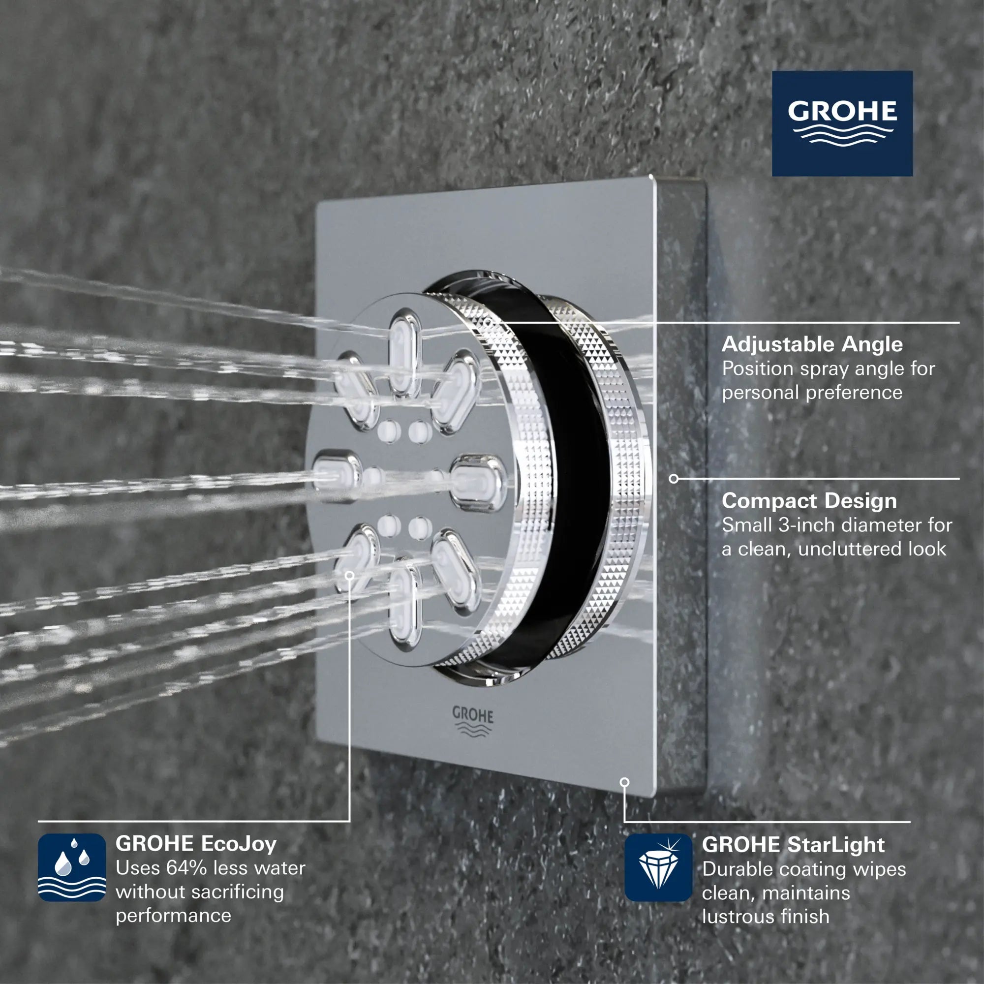 Body Spray - 2 Sprays, 0.9gpm // GROHE STARLIGHT CHROME // 68444_GROHE_Rainshower_Aqua_Body_Sprays_Square_26745_0_Infographics_1_0_CDNwebp.webp