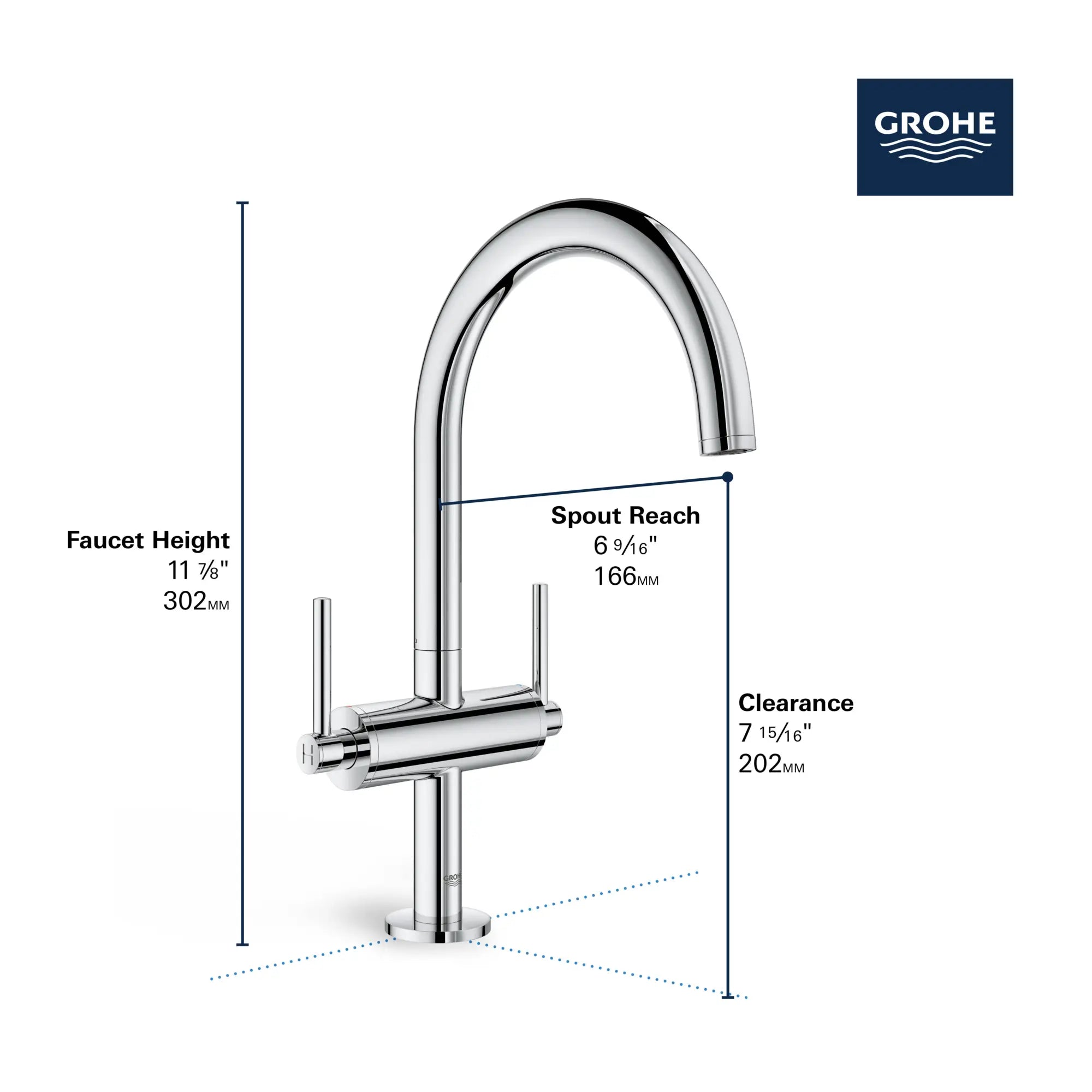 Single Hole Two-Handle L-Size Bathroom Faucet 1.2 GPM // GROHE STARLIGHT CHROME // 68456_GROHE_Atrio_Bath_2-Handle_Faucet_21027_3_Infographics_2_0_CDNwebp.webp