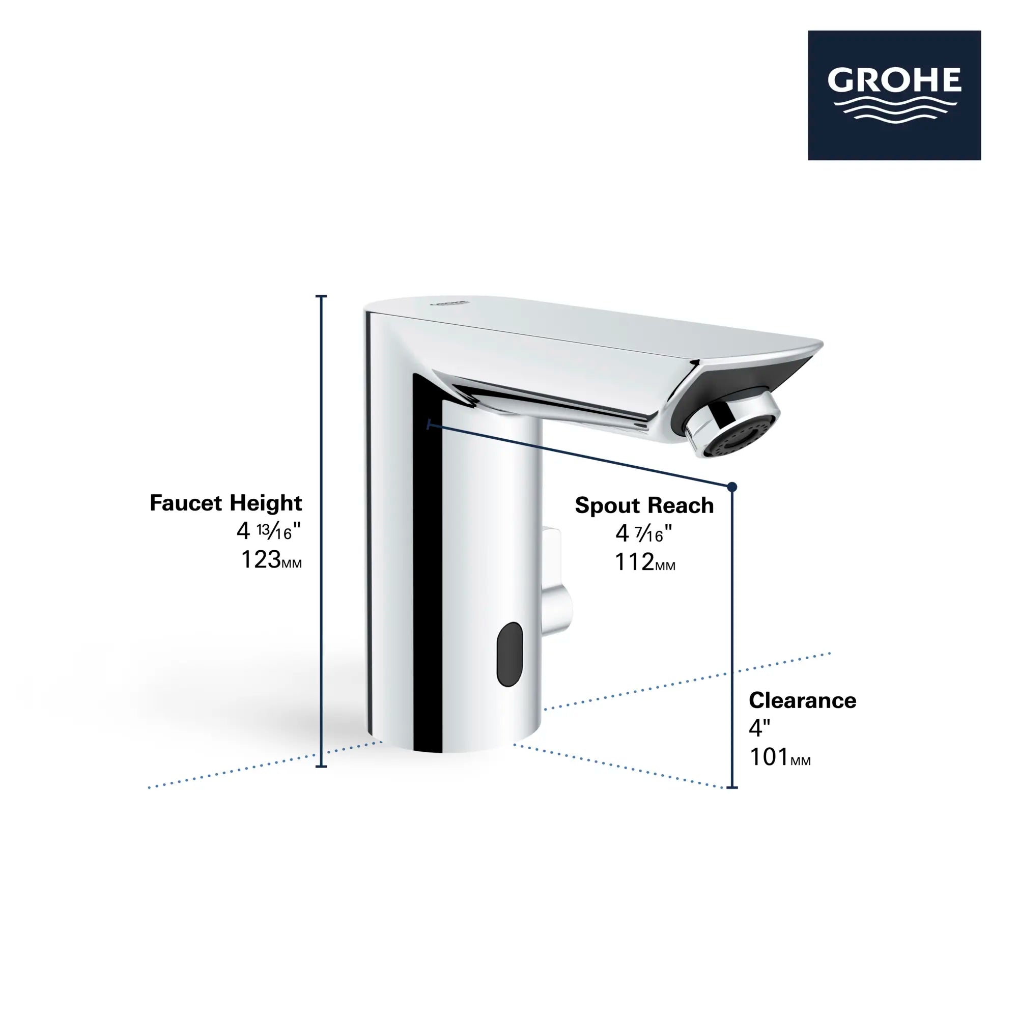E Touchless Electronic Faucet with Temperature Control Lever, AC-Powered // GROHE STARLIGHT CHROME // 68508_GROHE_BauCosmo_Bath_Faucet_Infographic_36467000_36469000_2_0_CDNwebp.webp