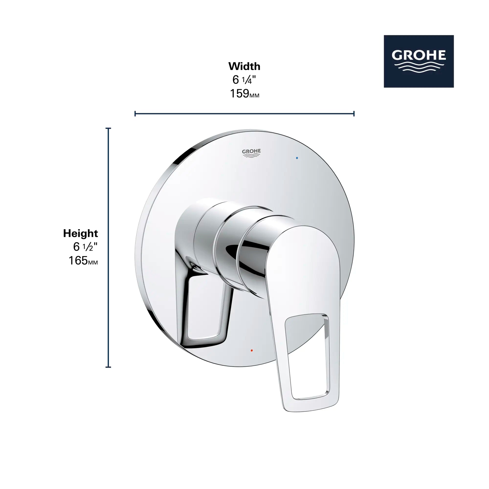 Pressure Balance Valve Trim with Cartridge // GROHE STARLIGHT CHROME // 68516_GROHE_BauLoop_Bath_Faucet_19595001_Infographics_1_0_CDNwebp.webp