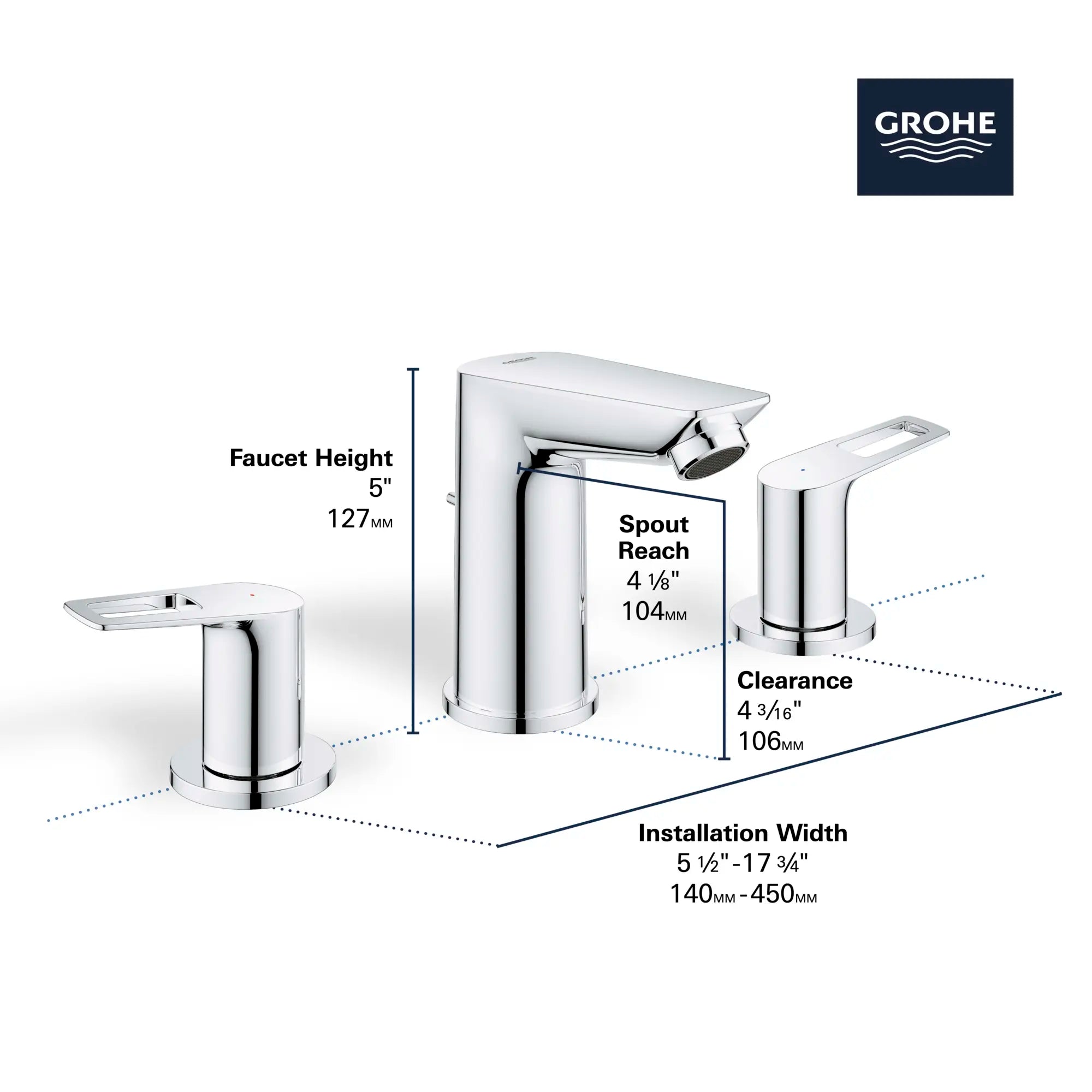 8-Inch Widespread 2-Handle M-Size Bathroom Faucet, 1.2 GPM (4.5 L/min) // GROHE STARLIGHT CHROME // 68517_GROHE_BauLoop_Bath_Faucet_20225001_Infographics_2_0_CDNwebp.webp