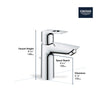 [23963001] Single Hole Single-Handle M-Size Bathroom Faucet, 1.2 GPM (4.5 L/min) - GROHE StarLight Chrome