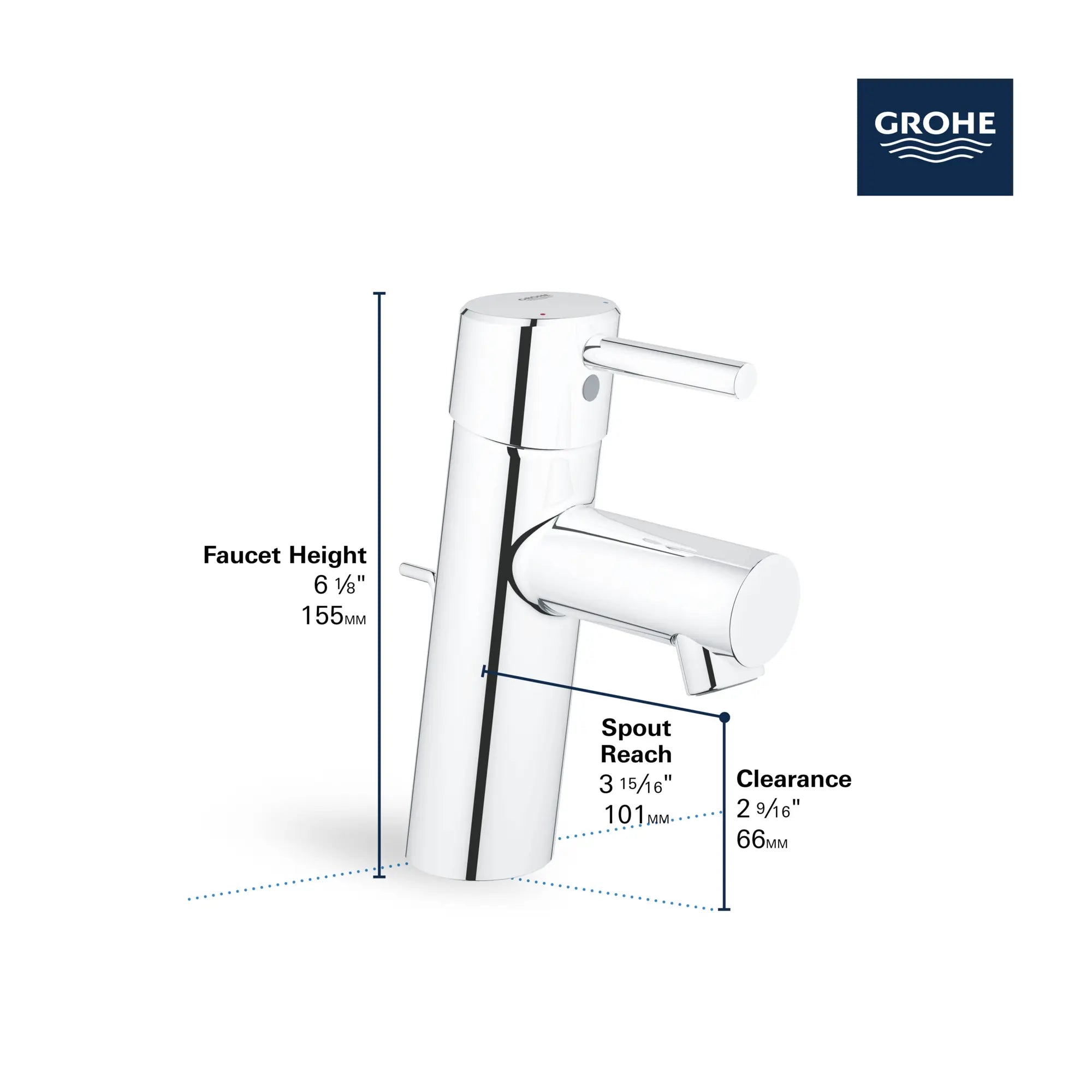 Single Hole Single-Handle S-Size Bathroom Faucet, 1.2 GPM (4.5 L/min) Less Drain // GROHE STARLIGHT CHROME // 68544_GROHE_Concetto_Bath_1-Handle_S-Size_Faucet_34270_A_34271_A_Infographics_2_0_CDNwebp.webp