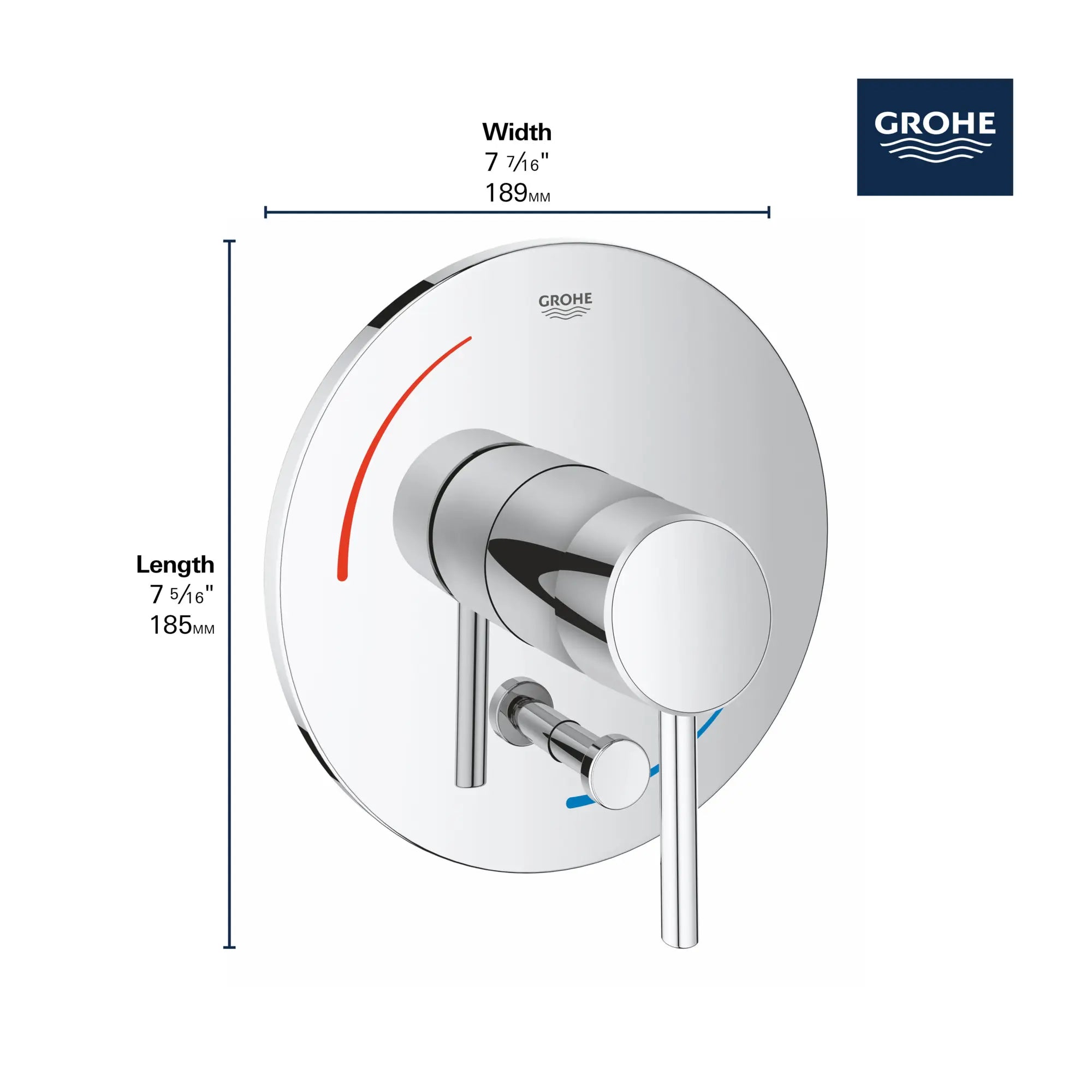 Pressure Balance Valve Trim with Diverter // GROHE STARLIGHT CHROME // 68559_GROHE_Concetto_Bath_PBV_Trims_29102_1_Infographics_2_0_CDNwebp.webp