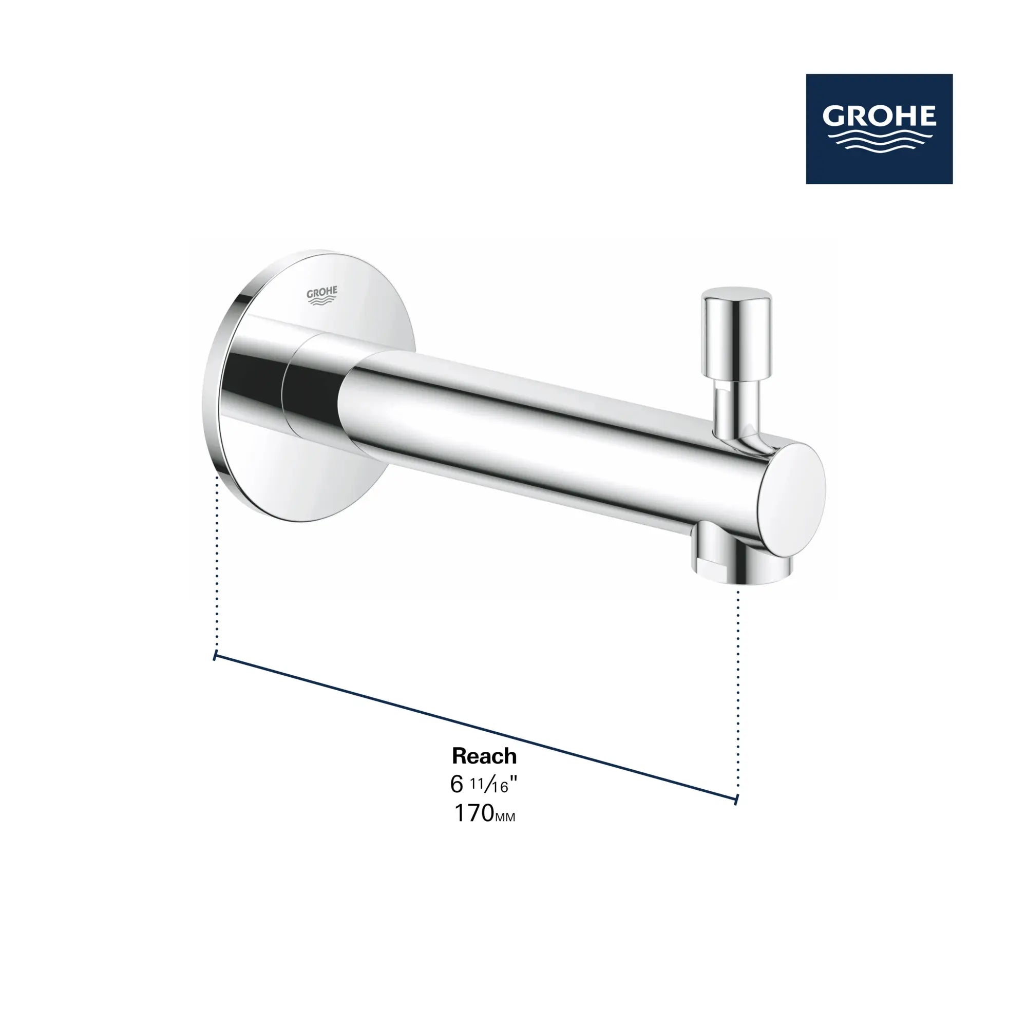 Diverter Tub Spout // GROHE STARLIGHT CHROME // 68576_GROHE_Concetto_Tub_Spout_Dimensional_13275_1_Infographics_1_0_CDNwebp.webp