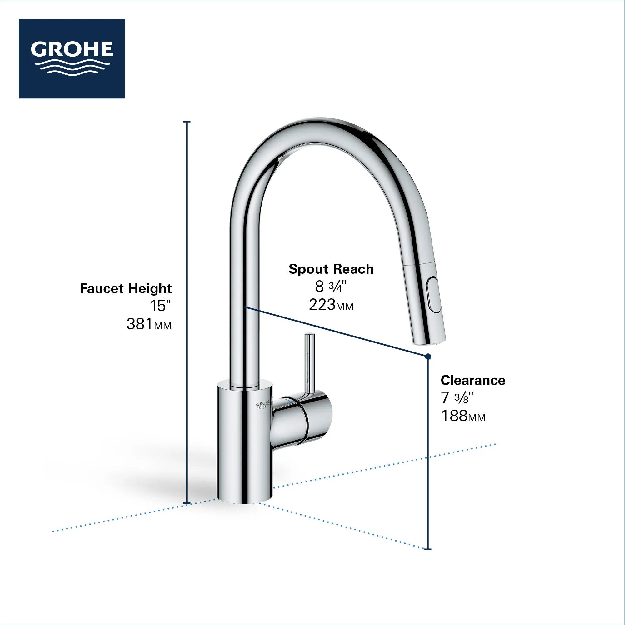 Concetto Single-Handle Pull-Down Kitchen Faucet Dual Spray 1.75 GPM (6.6 L/min) // GROHE STARLIGHT CHROME // 68584_2020_GROHE_Concetto_Kitchen_Faucet_32665_Info_2_0_CDNwebp.webp